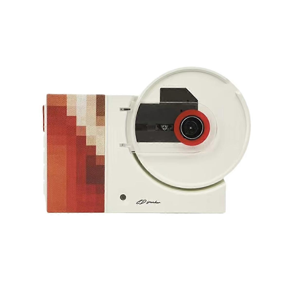 Wall Mounted CD Music Player Remote Control Home Audio Speaker USB Bluetooth-Compatible AUX Input CD Music Player Red