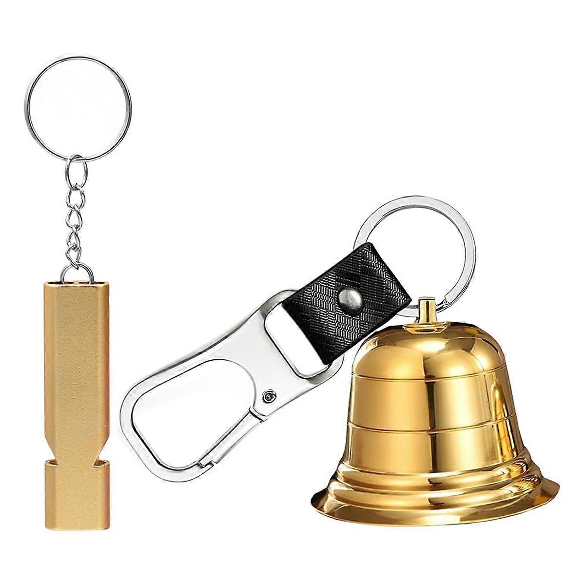 2Inch Loud Bear Bell with Whistle Solid Brass Bear Bells Carabiner