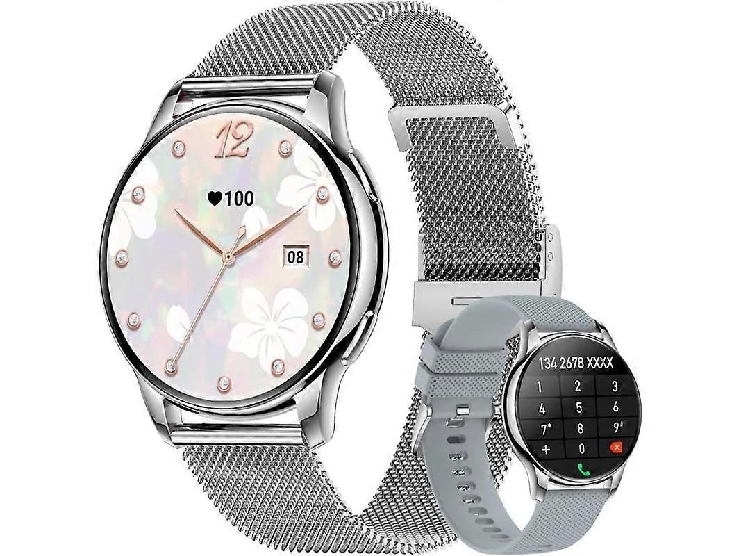 Smartwatch for Women, Waterproof Bluetooth Call Watch, 1.32" AMOLED Round Touch Screen Fitness Tracker with 100+ Sports Modes/Health Monitor/Password