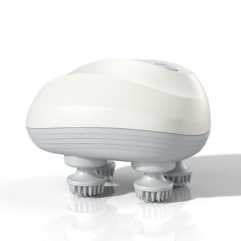 Electric Pet Massager with 4 Heads, Portable for Dog and Cat Scalp, Back Massage, Soothes Muscles, Provides Relaxation (White)(white)
