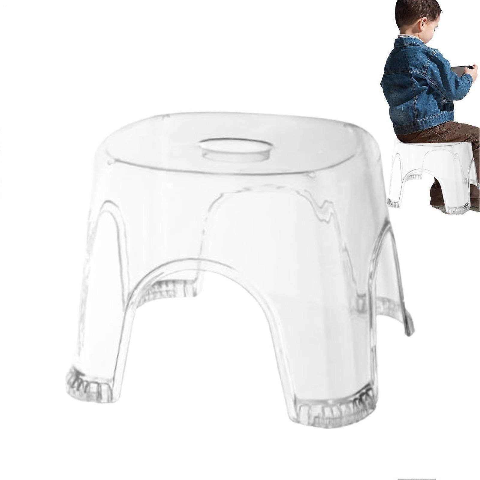 Clear Bathroom Step Stool Waterproof NonSlip Transparent Shower Stool For Small Spaces Crystal White Height 22 1 Pack