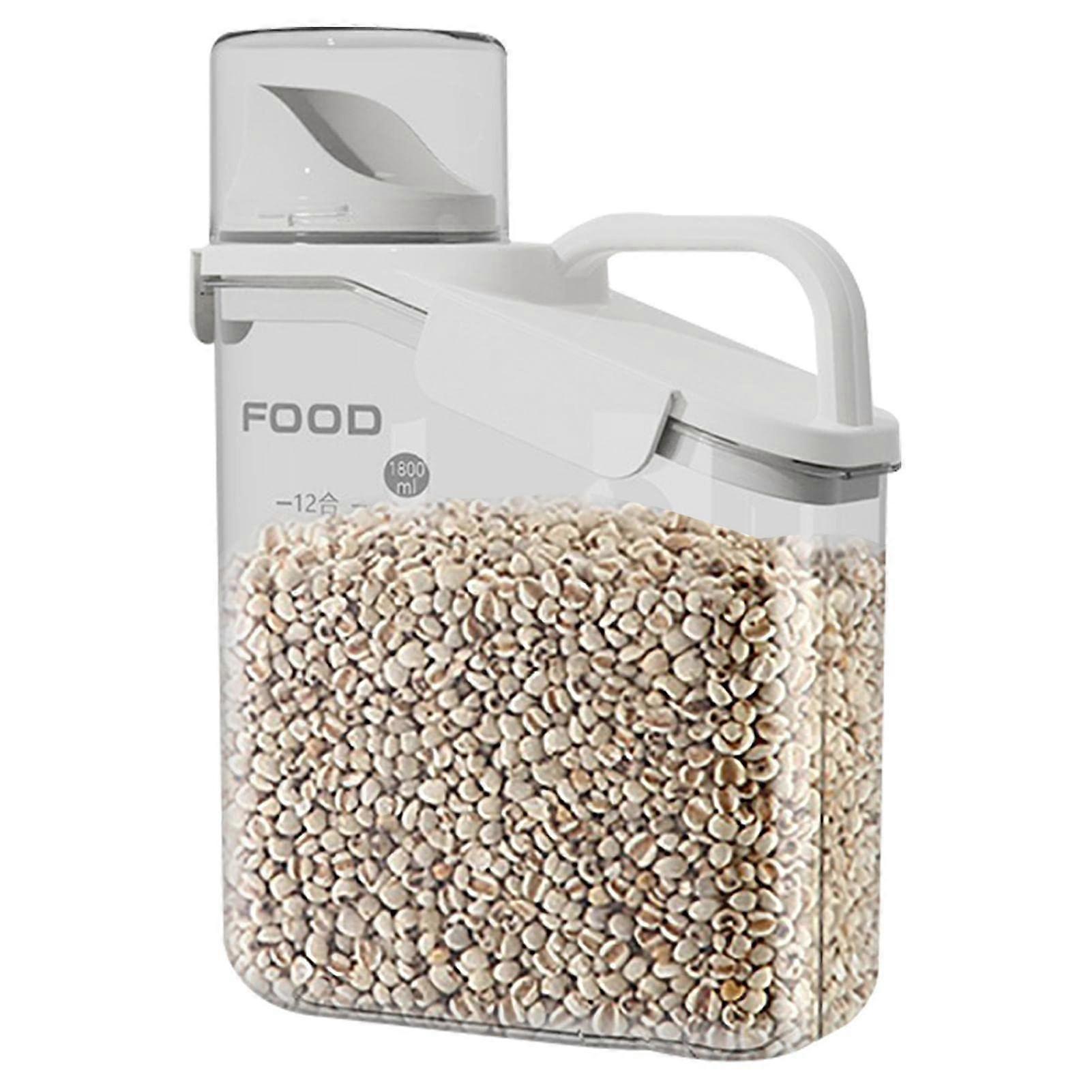Grain Storage Container Rice Container With Pouring Spout Measuring Cup Food Dispenser White 2000