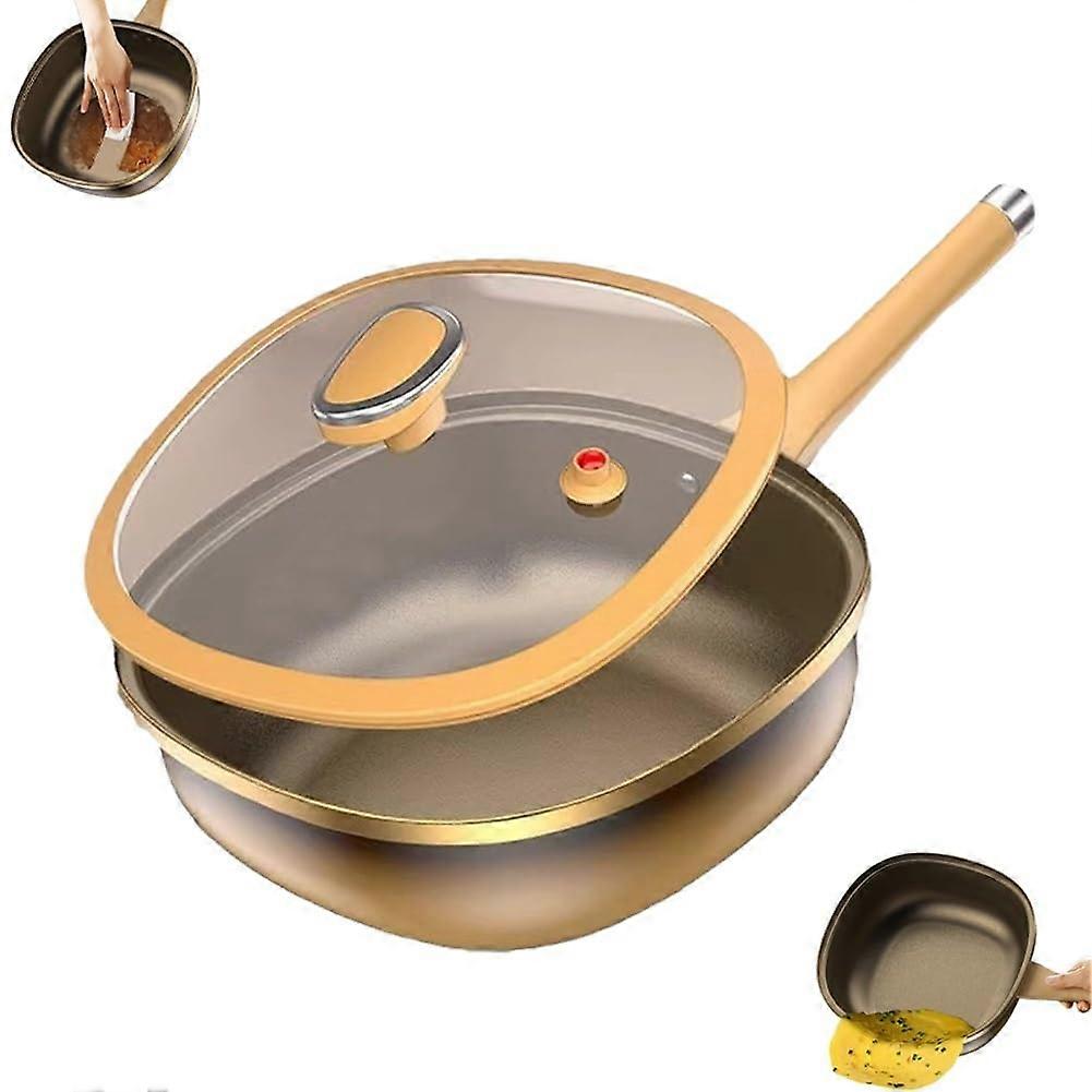 12in Titanium Alloy NonStick Pot With Lid Deep Saute Pan Steamer Basket MultiPurpose Kitchen Cookware Frying