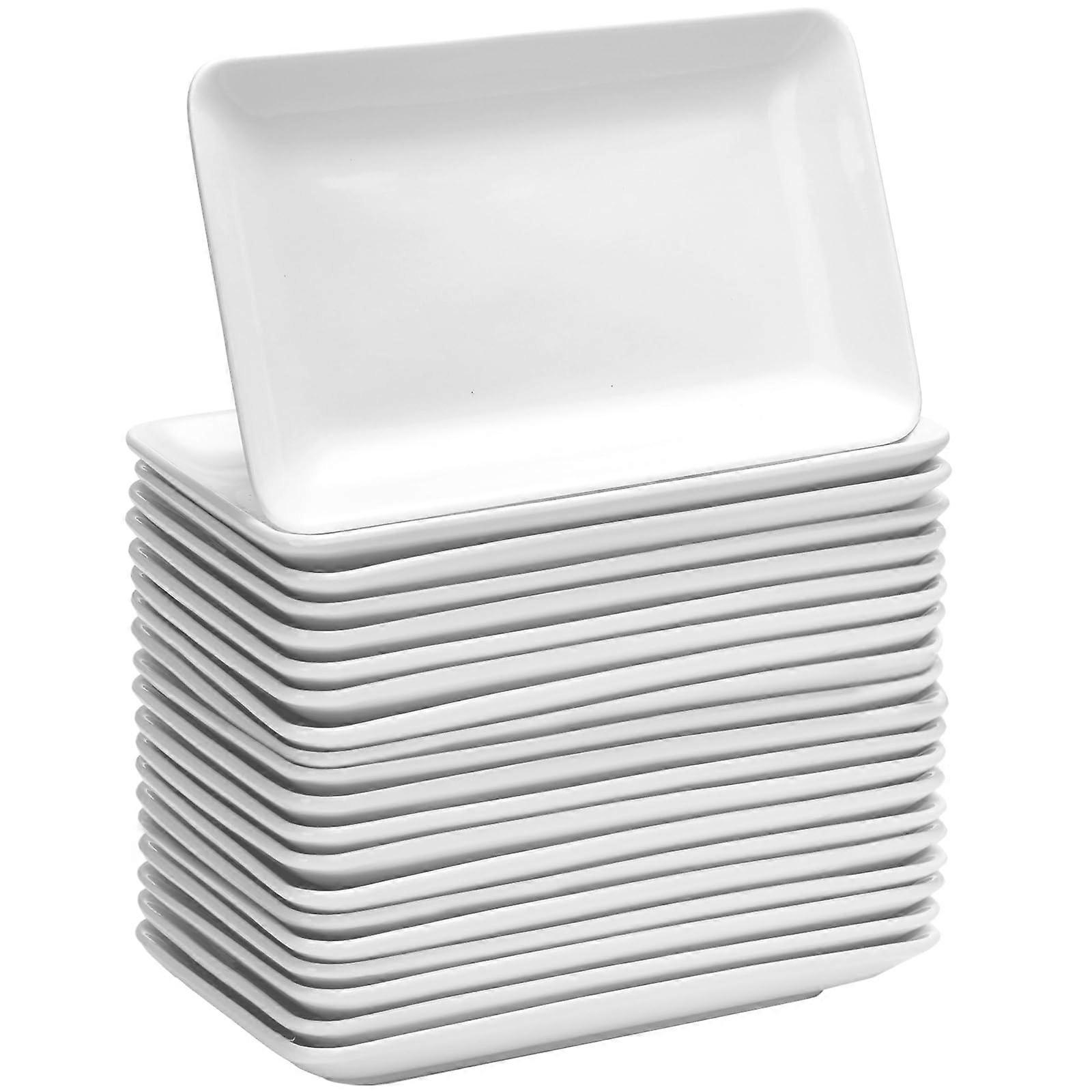 28 Pcs 8 Inch Rectangular Salad Plates White Porcelain Dinnerware Set Microwave Safe Oven Safe For Fruit Dinner Parties