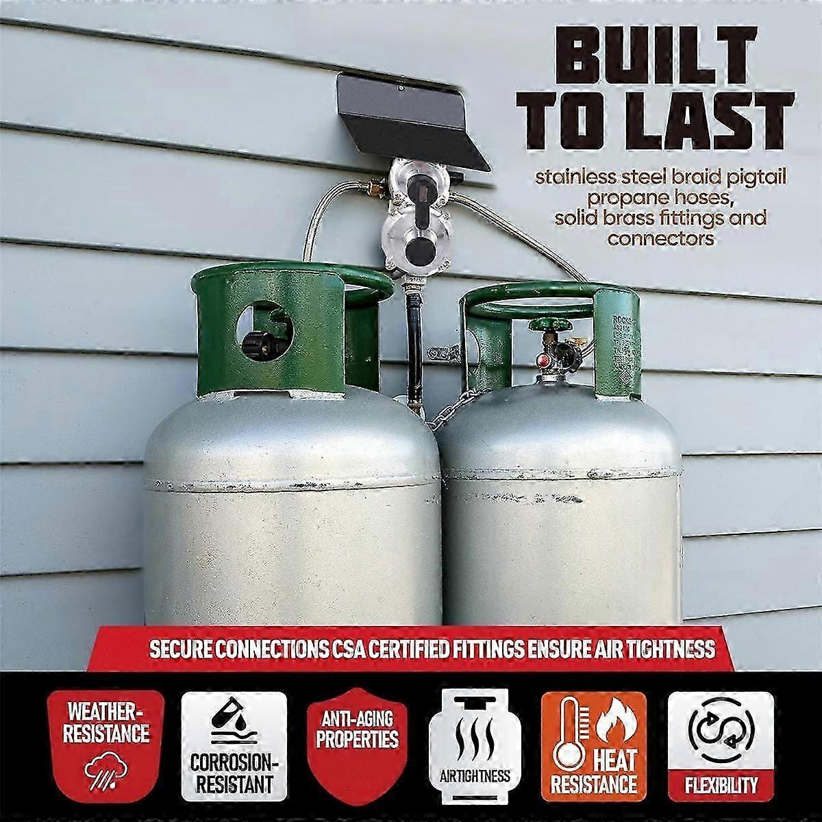 RV Propane Regulator with Hose, Heavy Duty 2-Tank 2-Stage Auto Changeover LP Propane Gas Regulatorv1