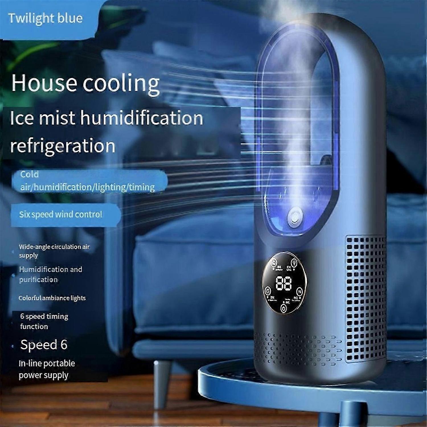 Bladeless Fan Cooling Fan Water-Cooled Desktop Fan Blue