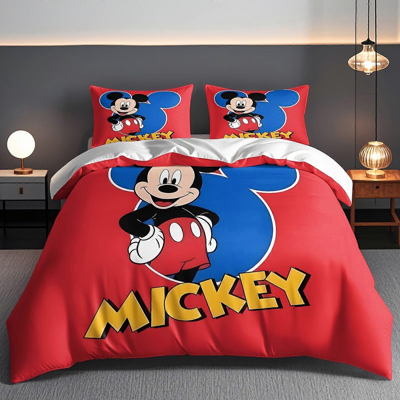 TE1001 3pcs Mickey Mouse Cartoon Patterned bedding sets, quilt covers and pillowcases Lightweight and warm All seasons Soft and comfortab
