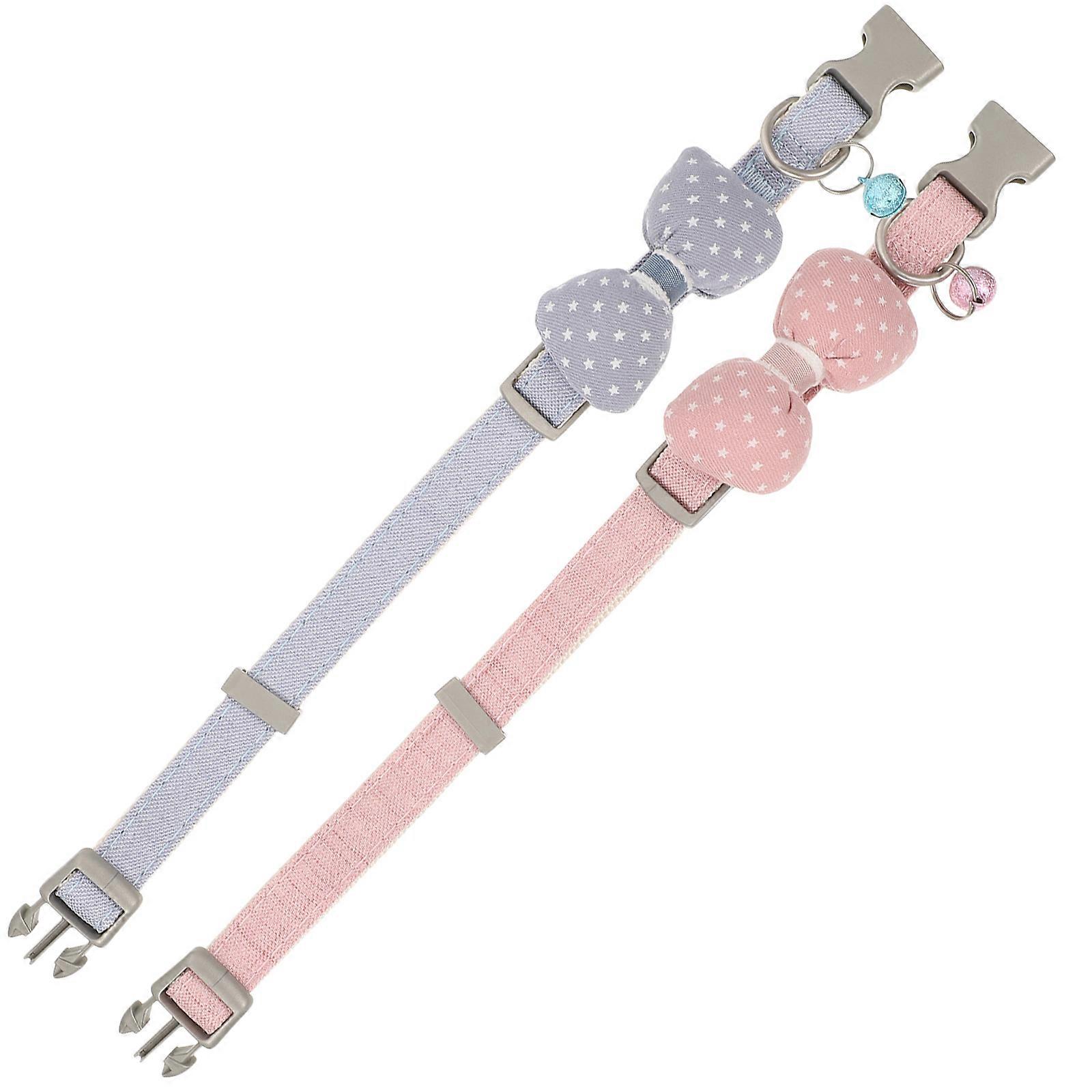 Pet Collar Checked Pattern Bowknot Collar for Cat 4Pcs
