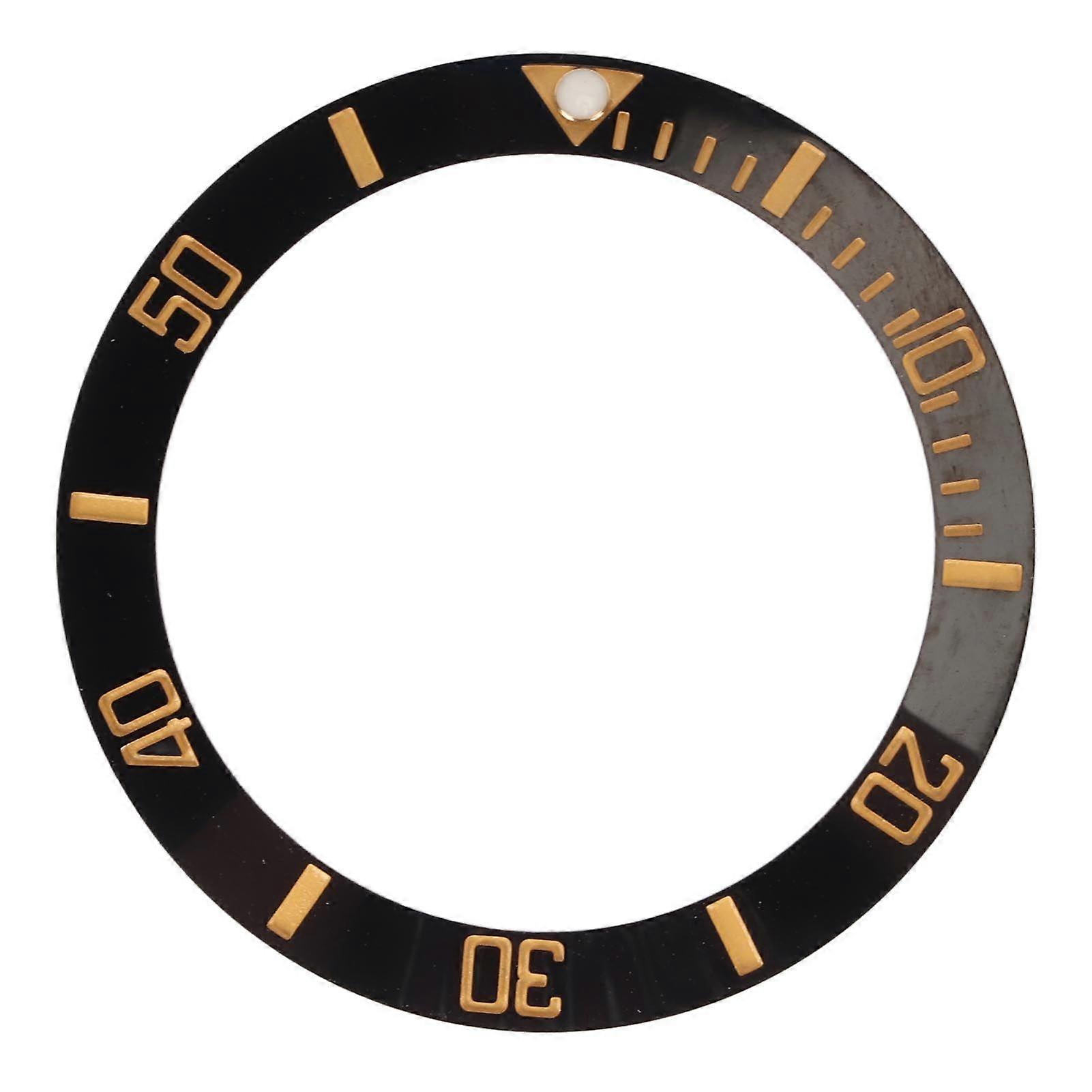 40mm Diameter Watch Bezel Insert Ring Clear Scale Luminous Ceramic Replacement Bezel Insert Gold Character Black Back