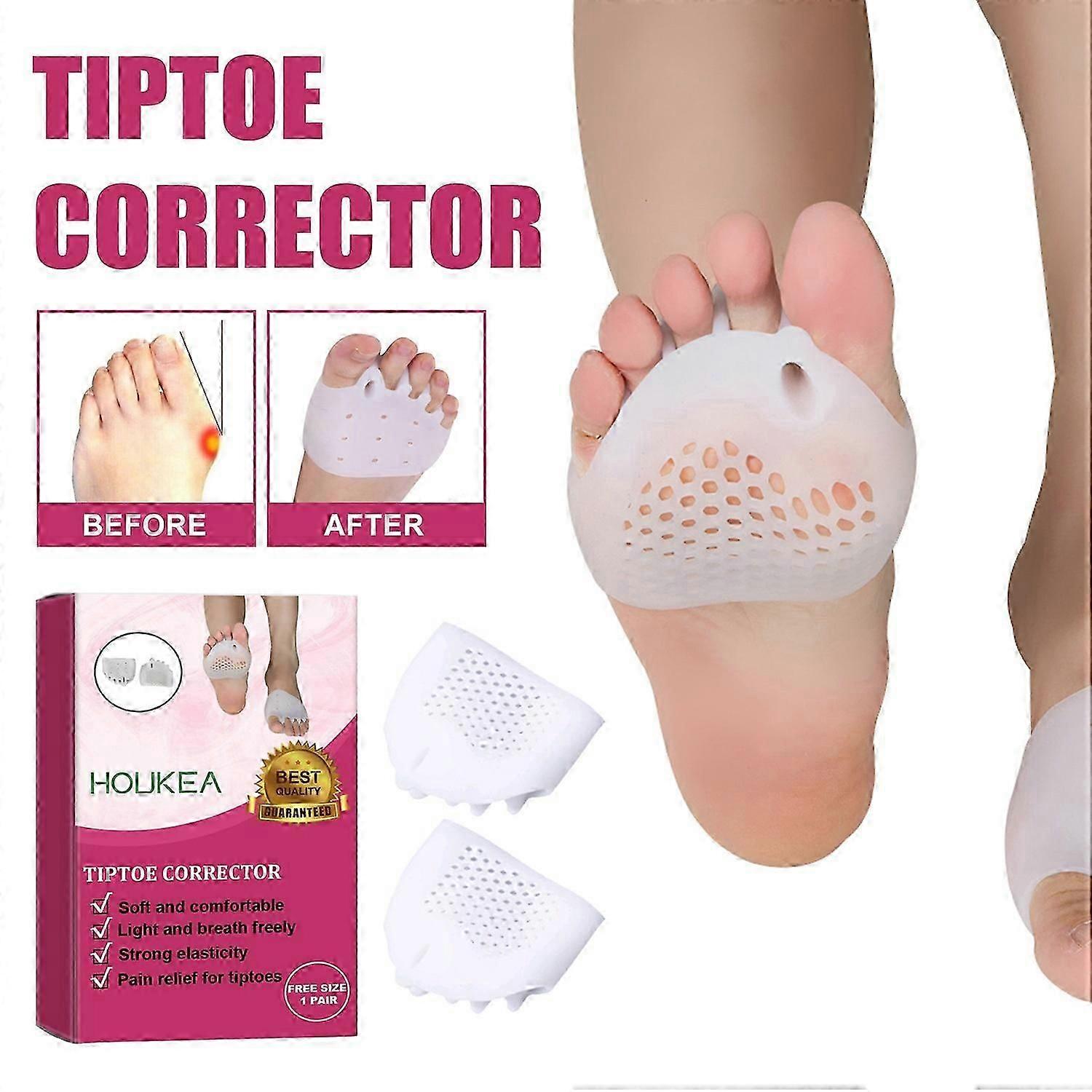 1-6x HOUKEA HKB05-A005-1-RD1 1 Pair Silicone Toe Corrector Toe Separator Hallux Valgus Correction To