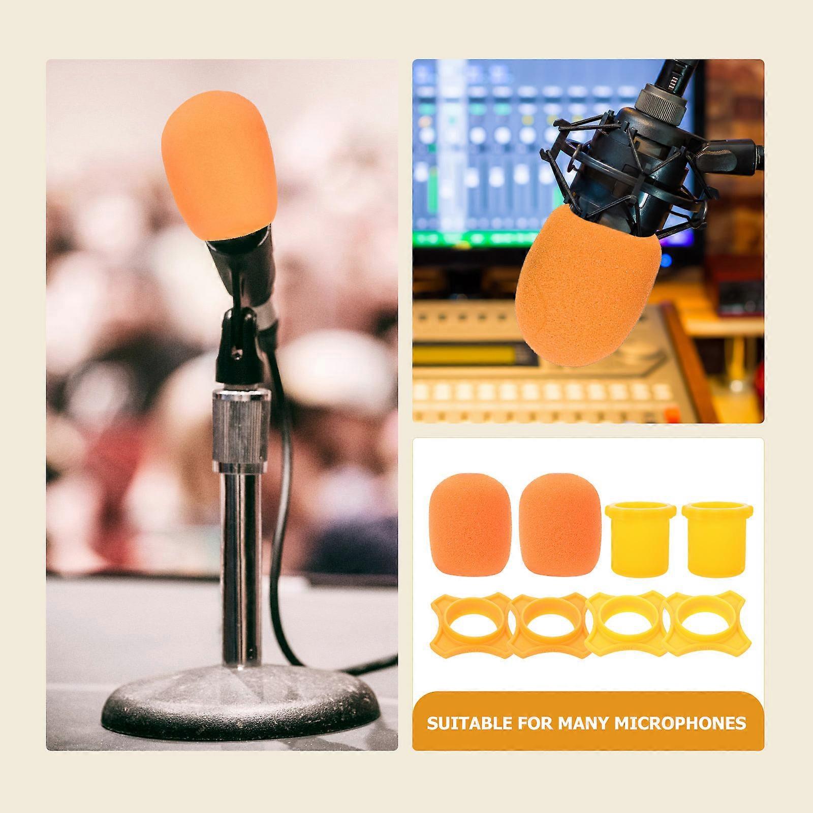 Mic Protective Cover Microphone Supplies for Meeting Rooms Orange Sponge Silicone Wind Noise Reduction 1Set