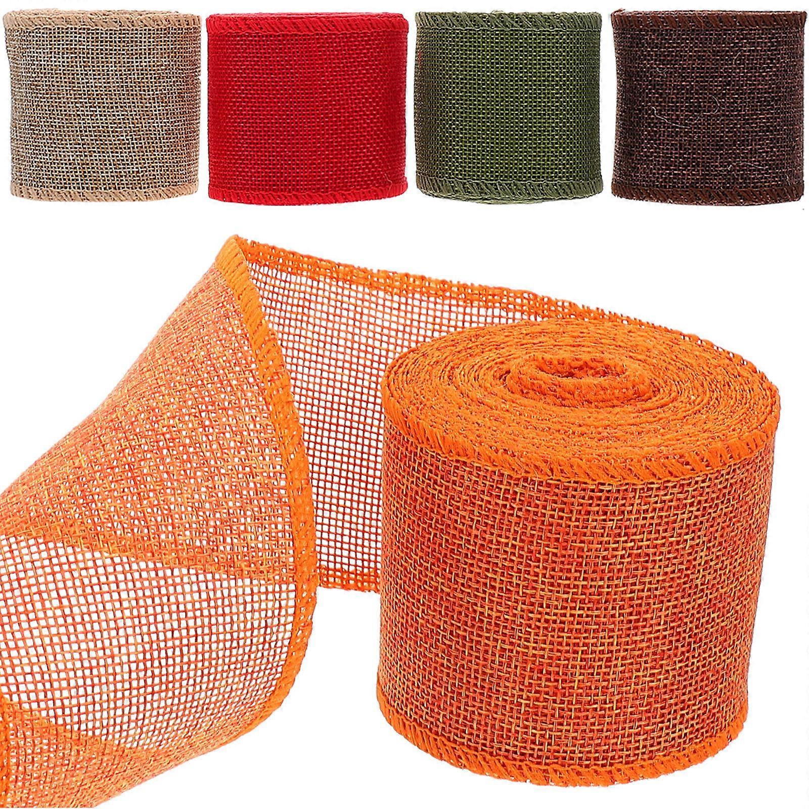 Festive Ribbon Rolls for Thanksgiving Decor Christmas Crafts Assorted Color Polyester Wired Edges 5 Rolls