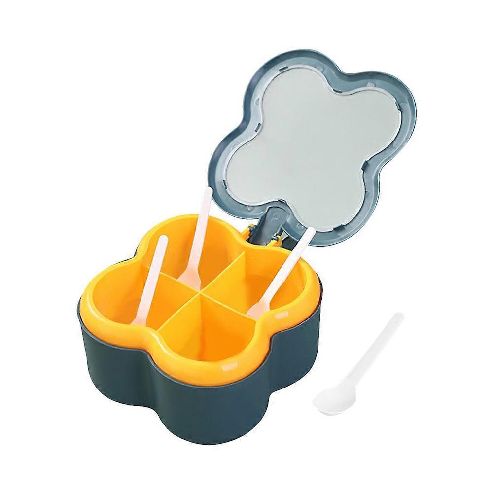Kitchen Seasoning Storage Box Multi-Grids Compartment Jar for Housewives Chefs Abs Blue Material Easy to Close 1 Set