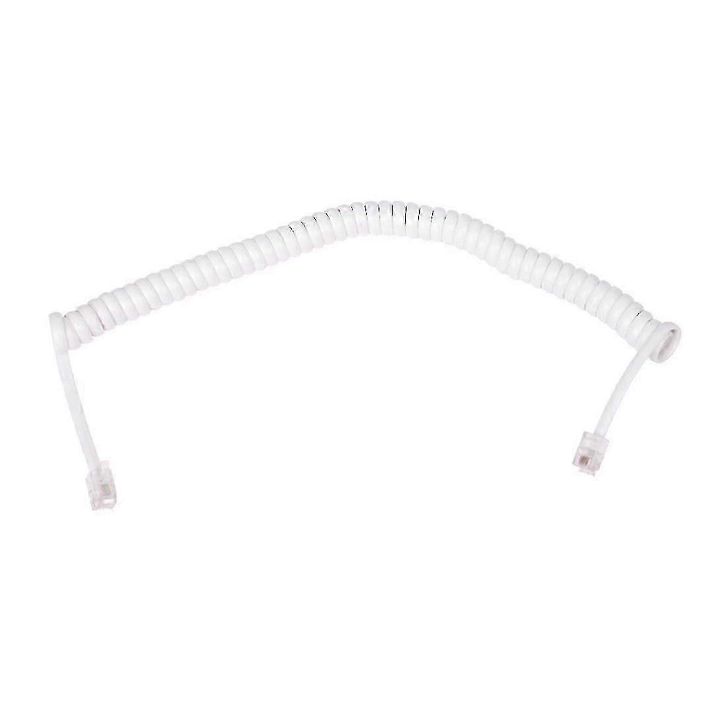 1.5M 4.9Ft Blanc Extensible RJ9 4P4C Combiné Cordon De Câble Enroulé