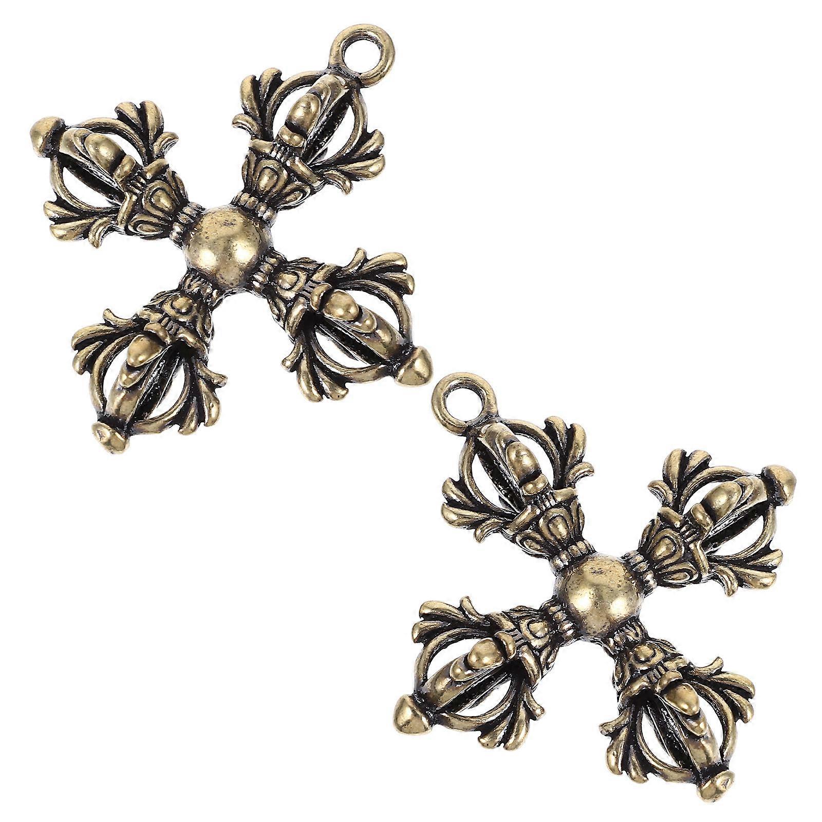 Vajra Pestle Pendant Brass Crafts with Keychain Charm 6Pcs Set for Decoration