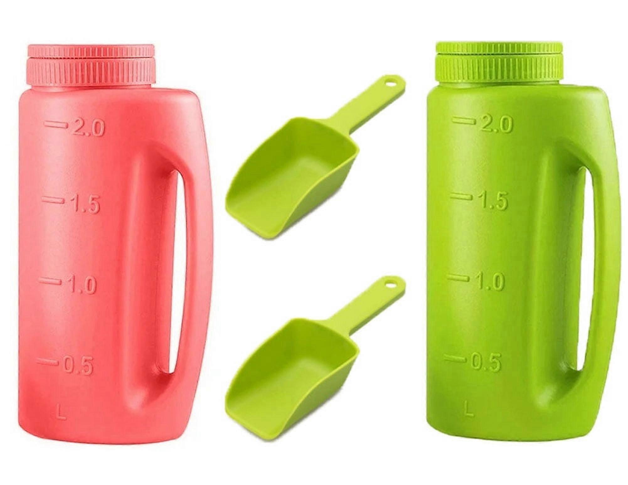 2Pcs Ice Melt Salt Spreader Handheld Shaker 2L Adjustable Hole Size Deicer for Lawn Seed Fertilizer Deicing Shovel