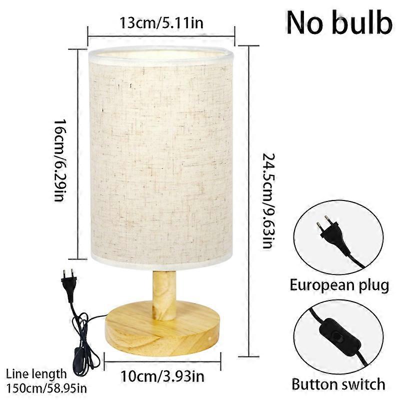 Solid Wood Table Lamp Small Night Light Plug Type Fabric Lampshade Bedroom Bedside Lamp Simple Retro Homestay Table Lamp