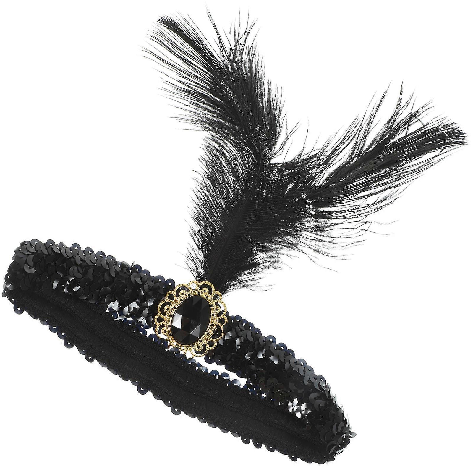 Black Flapper Headband 1920s Headpiece for Decoration 3Pcs Design