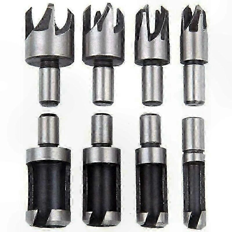 8-Piece Dowel and Tenon Drill Bit Set with Countersink Function for Woodworking Projects