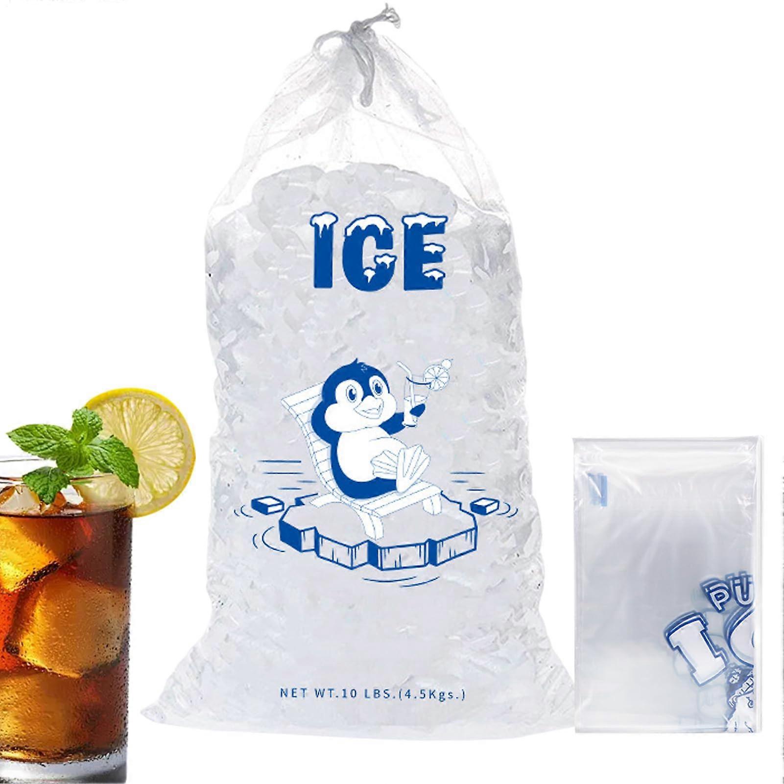 10pc Heavy Duty Ice Bags with Drawstring, 8/10/20 Pound Capacity, Reusable Leak-Proof Storage Bags for Freezer Ice