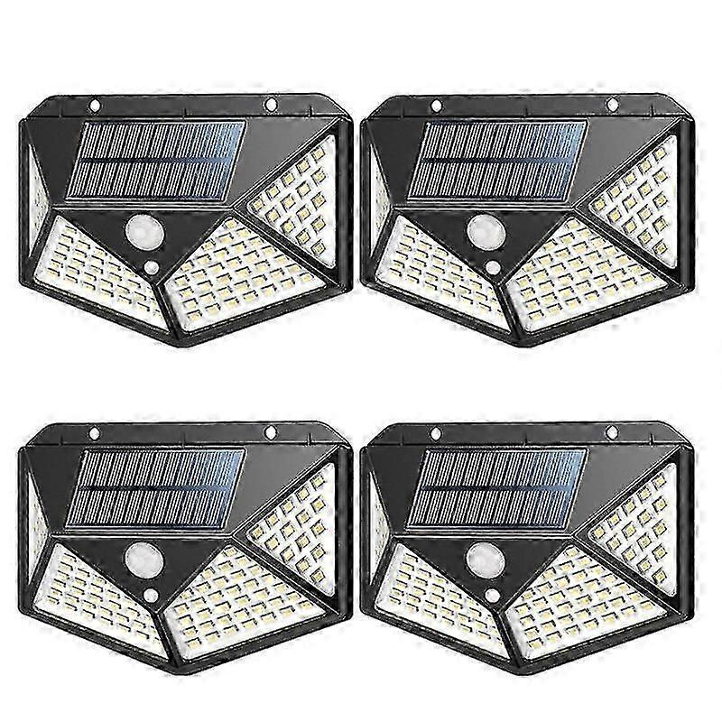 4-Pack Outdoor Solar Lights with 100 LEDs, Motion Sensor and 3 Smart Modes for Waterproof Garden Lighting