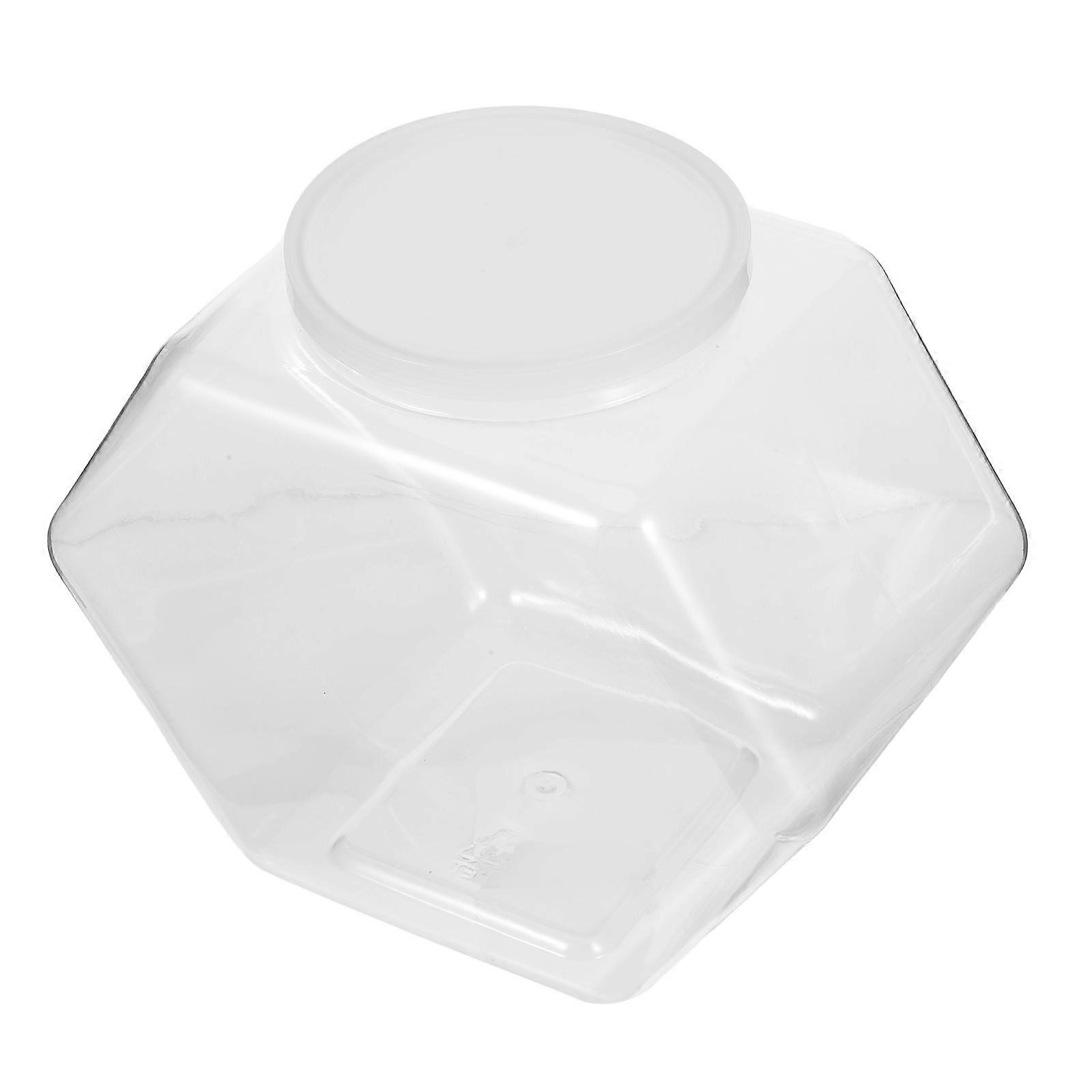 Transparent Plastic Candy Jar with Lid for Kitchen Storage 2Pcs Hexagon Canister