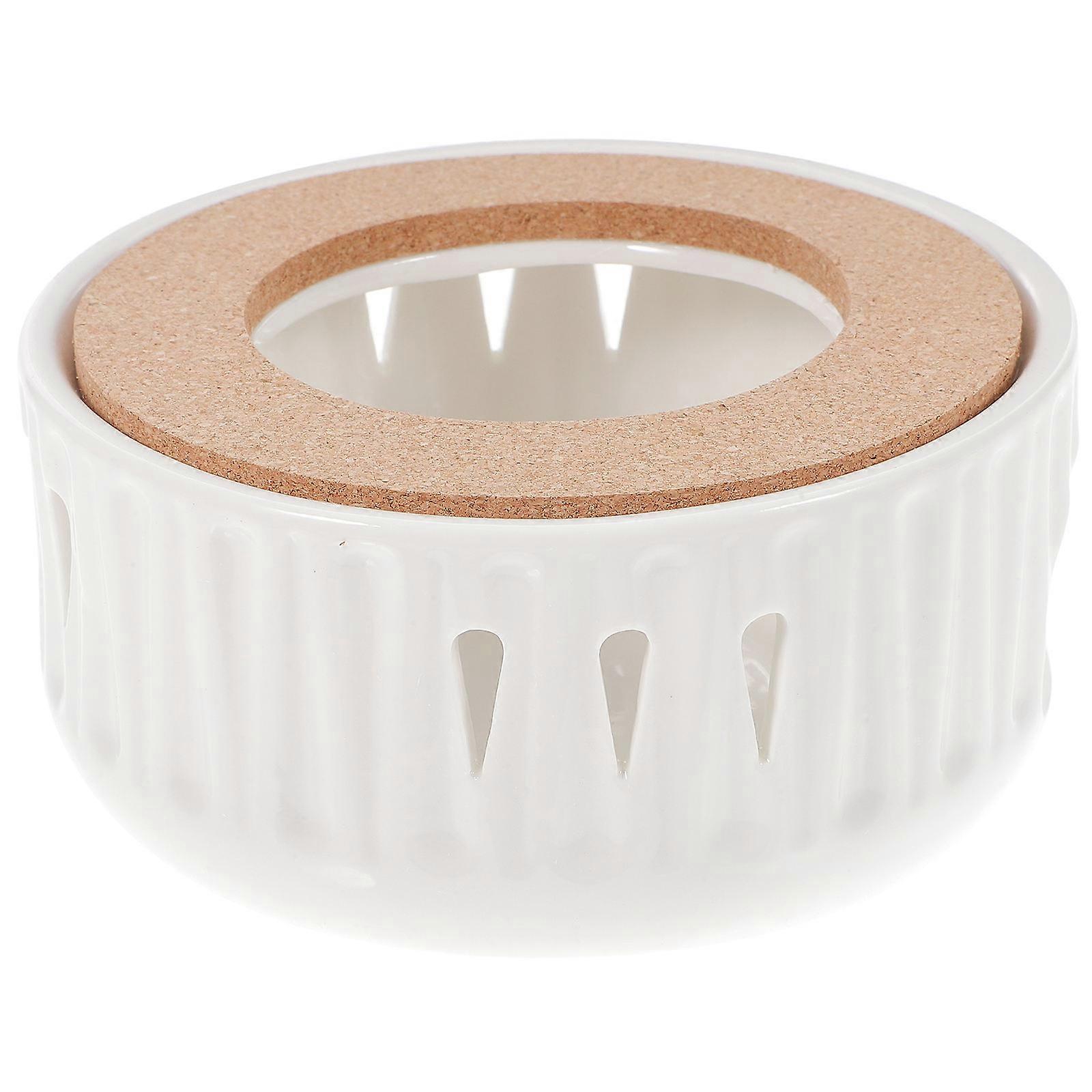 Tea Warmer Pot Hollow Drop Shape Household Ceramic Tea Warming Set White