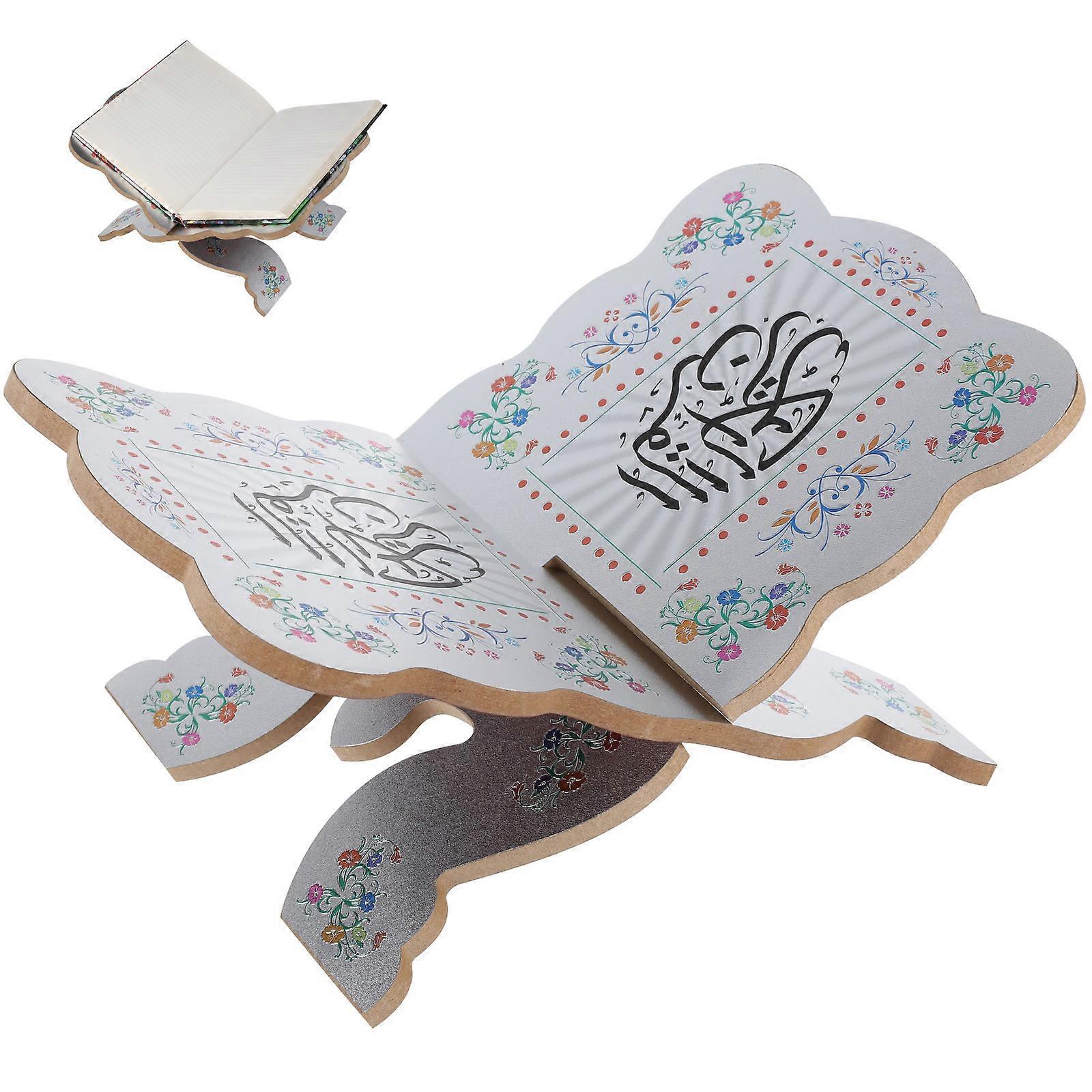 Book Display Rack Creative Wooden Bookshelf Office Use Silver Rectangular Shape Eid Decorative Style 1Set