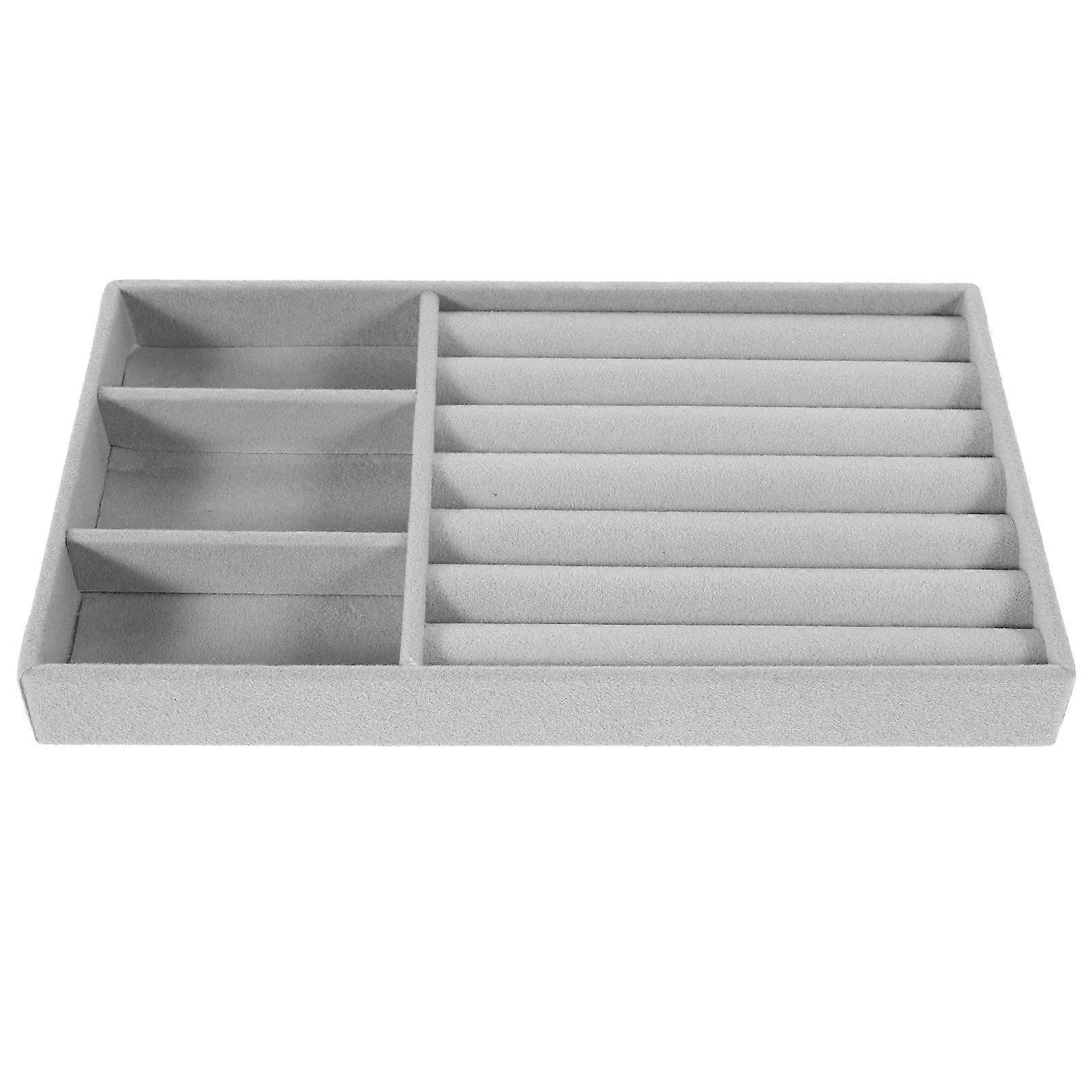 Stackable Jewelry Organizer 2Pcs Grey Drawer Inserts For Women Rectangular Design To Prevent Tangles