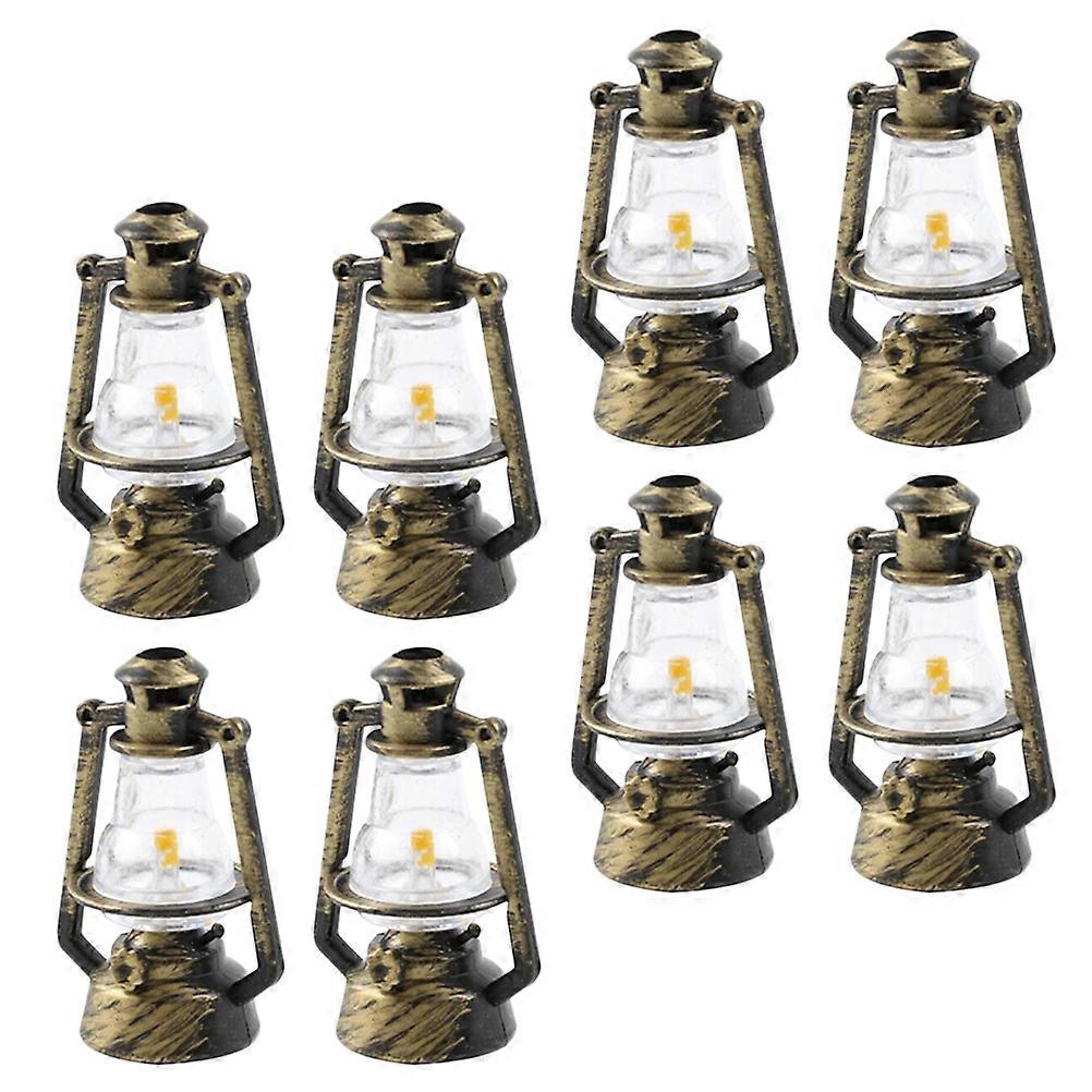 Mini House Kerosene Lamps 8Pcs Assorted Color Plastic Perfect Miniature Sizing for Home