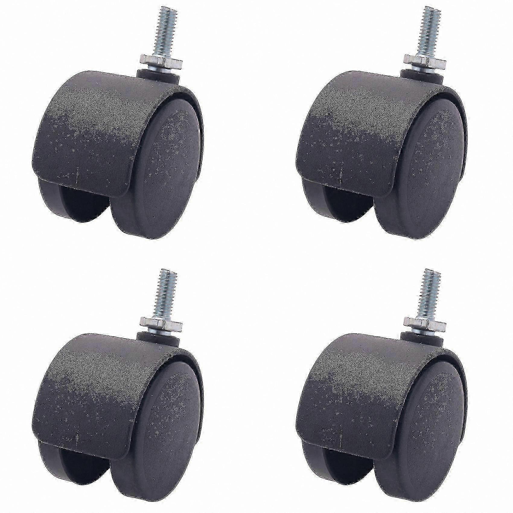 Black Dual Wheel Caster with 6mm Threaded Stem and 40mm Rotatable Design