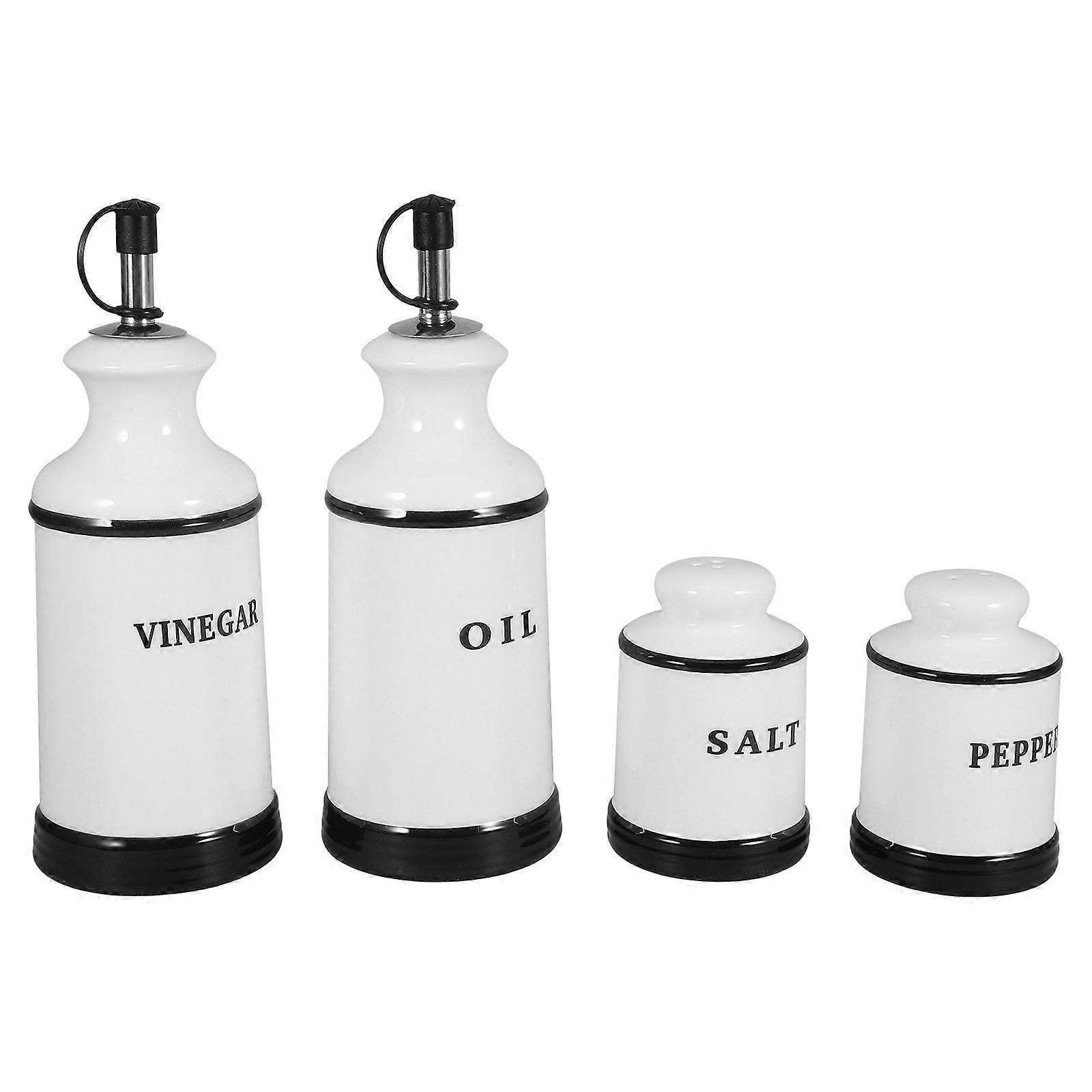 Ceramic Vinegar Dispenser with 4Pcs Salt and Pepper Containers