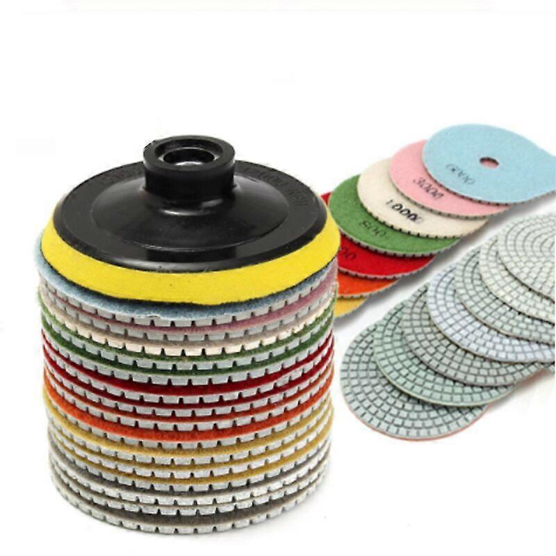 16 Pack Polishing Discs Hook & Loop Backing Disc for Granite Stone Concrete Marble Floor Grinder or Polisher, for Wet Polisher and Sander,