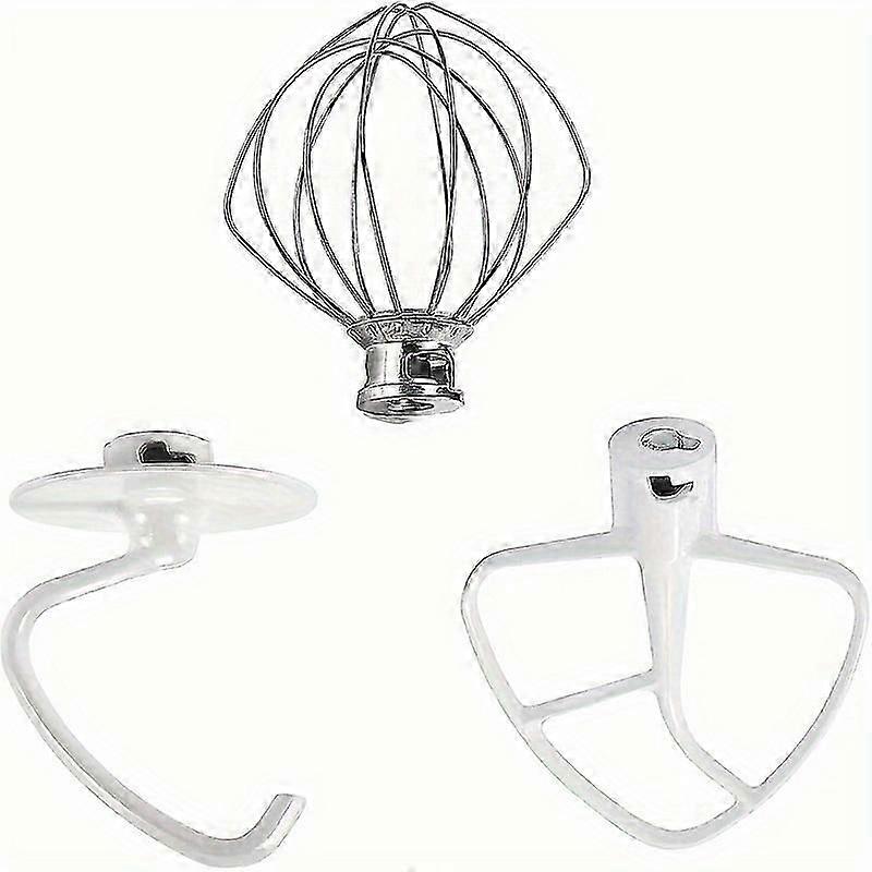 مجموعة ، - مناسبة ل Kitchenaid استبدال ملحق الخلاط العمودي ملحقات المطبخ K45WW سلك سوط / K45DH خطاف العجين / K45B المطلي بشفرة مسطحة مجداف