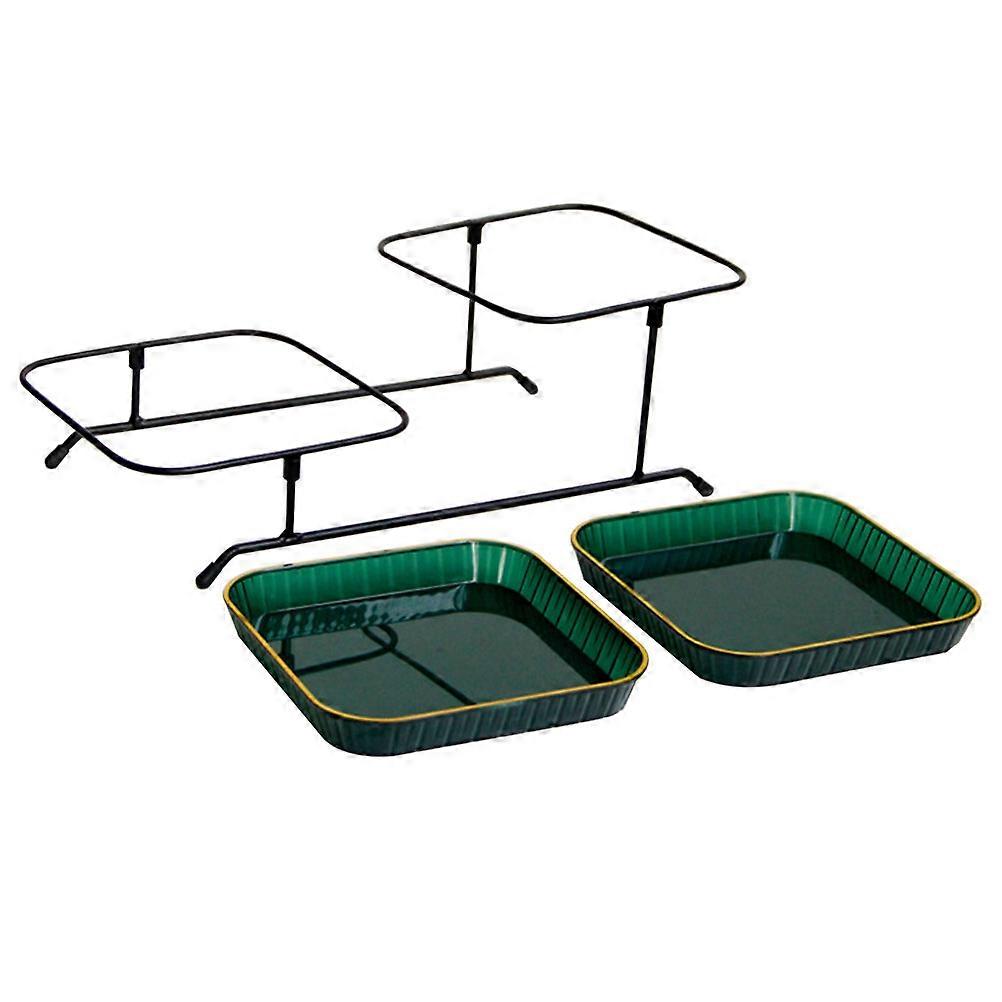 Green Fruit Container for Cake Serving 2Sets Multipurpose Snack Tray