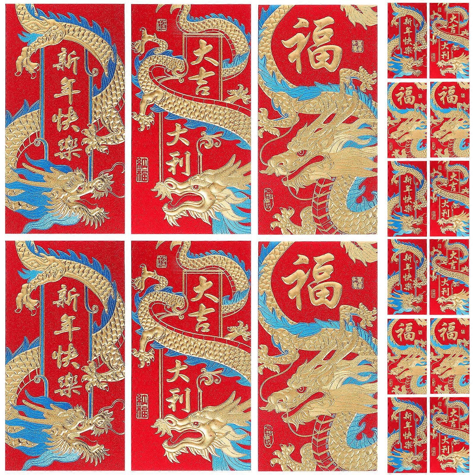 Festival Red Envelopes Featuring Dragon Pattern For Chinese New Year Gift Giving Occasions 72 Pcs 17x9cm