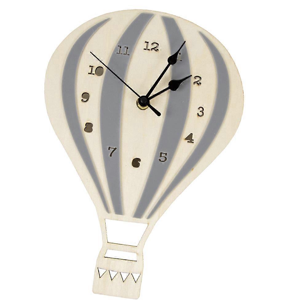 Art Decor Wall Clock Hot Air Balloon Shaped Design Mute Function Light Grey Wall Decoration 3Pcs