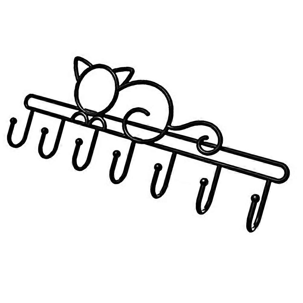 Door Organizer Cat Design Iron Hook for Hanging 7 Hooks Storage Rack