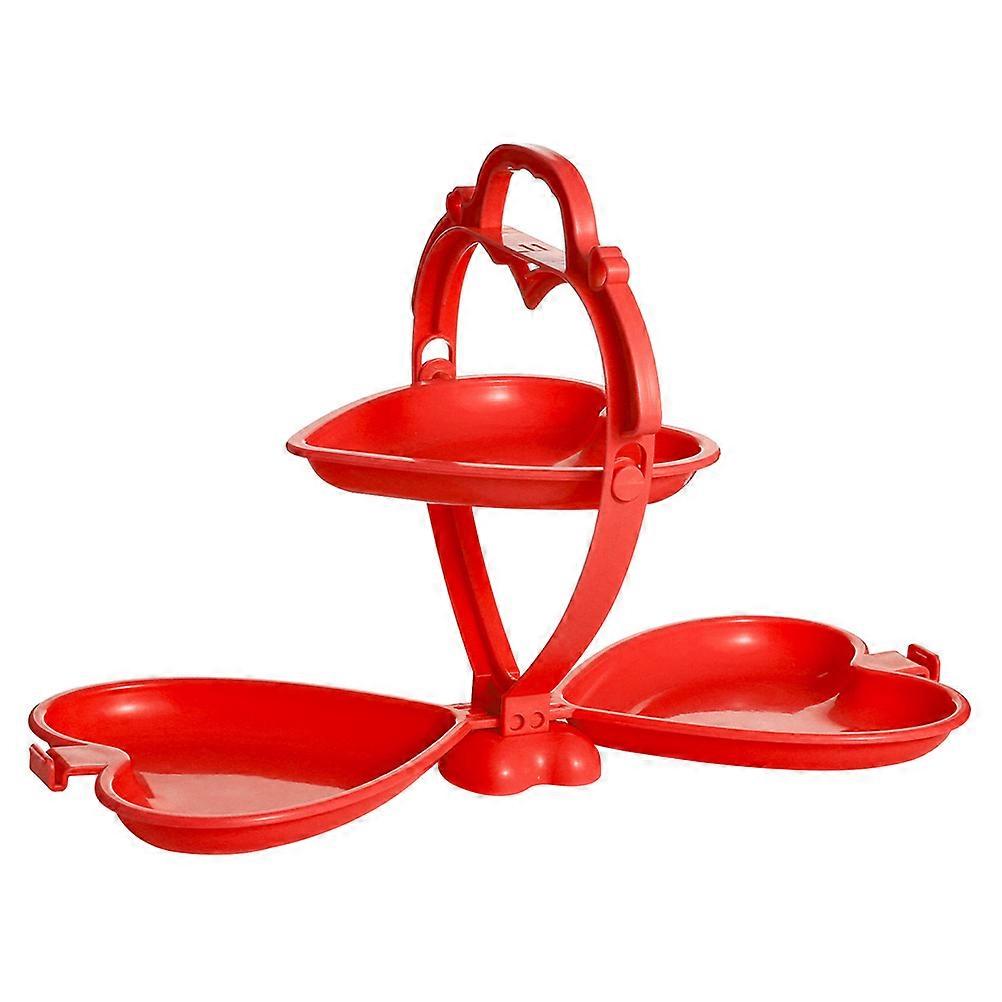 Creative Storage Tray 2Pcs Red Foldable Fruit Dish for Breakfast and Dining Occasions with Strong Durability