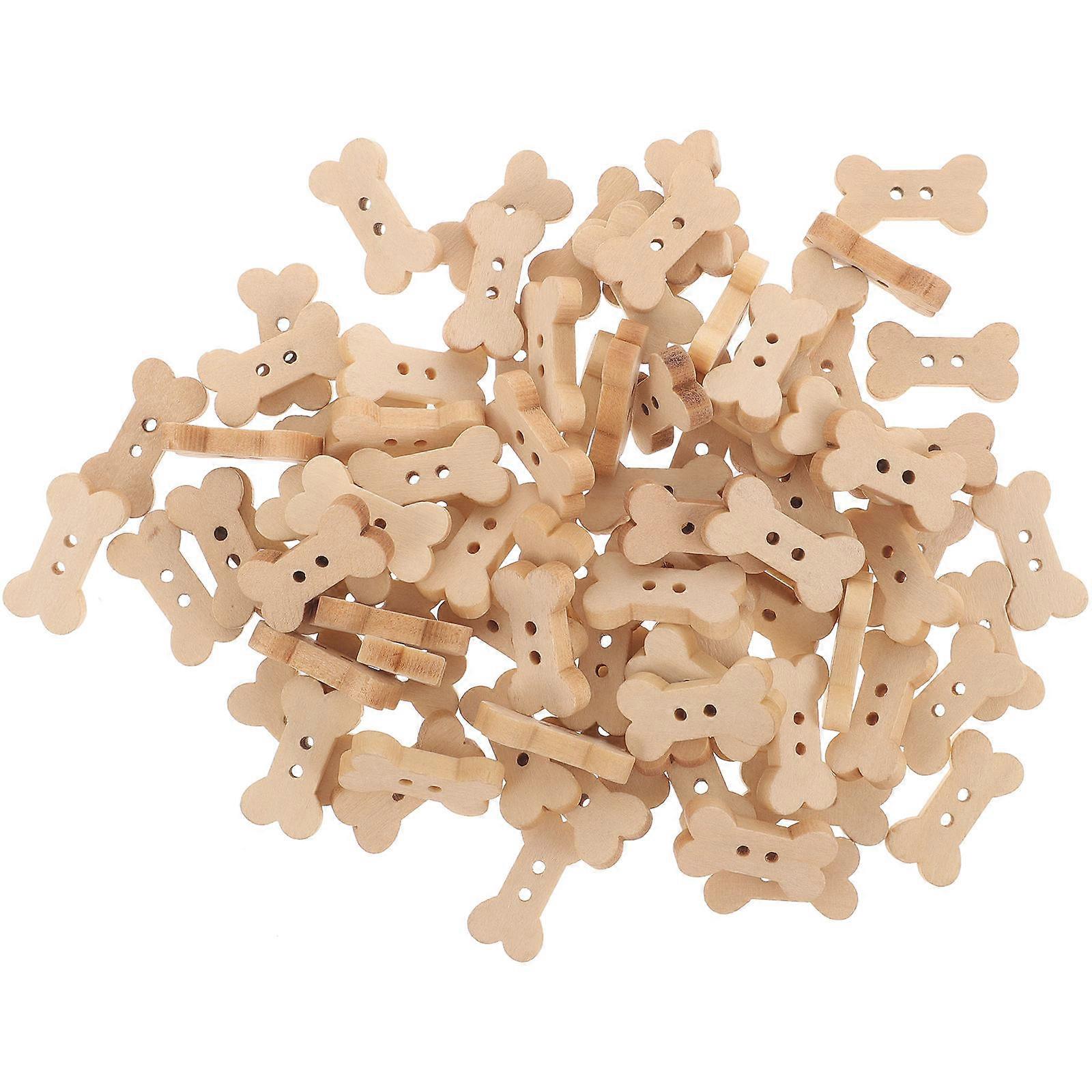 Multipurpose Wooden Buttons For Fashion Accessories 200 Pcs Bone Shape Suitable For Teens And Craft Enthusiasts