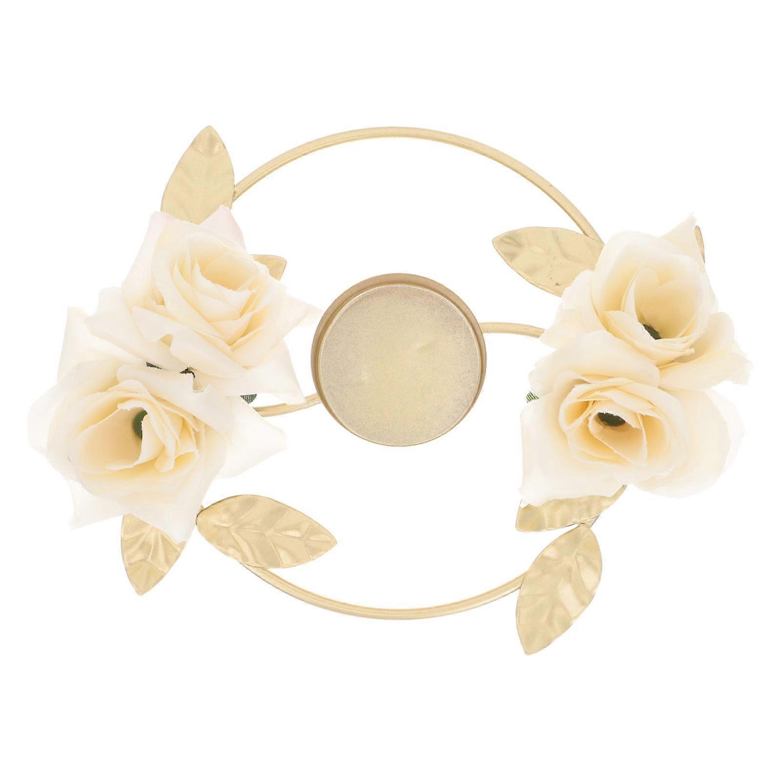 Iron Candlestick Holder Wedding Decorations 3Pcs Realistic Rose Flower