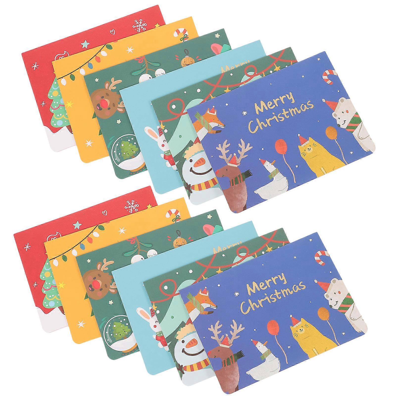 Christmas Greeting Cards 12Pcs Multi Color Cardstock with Spooky Fun Wishes for Party Using
