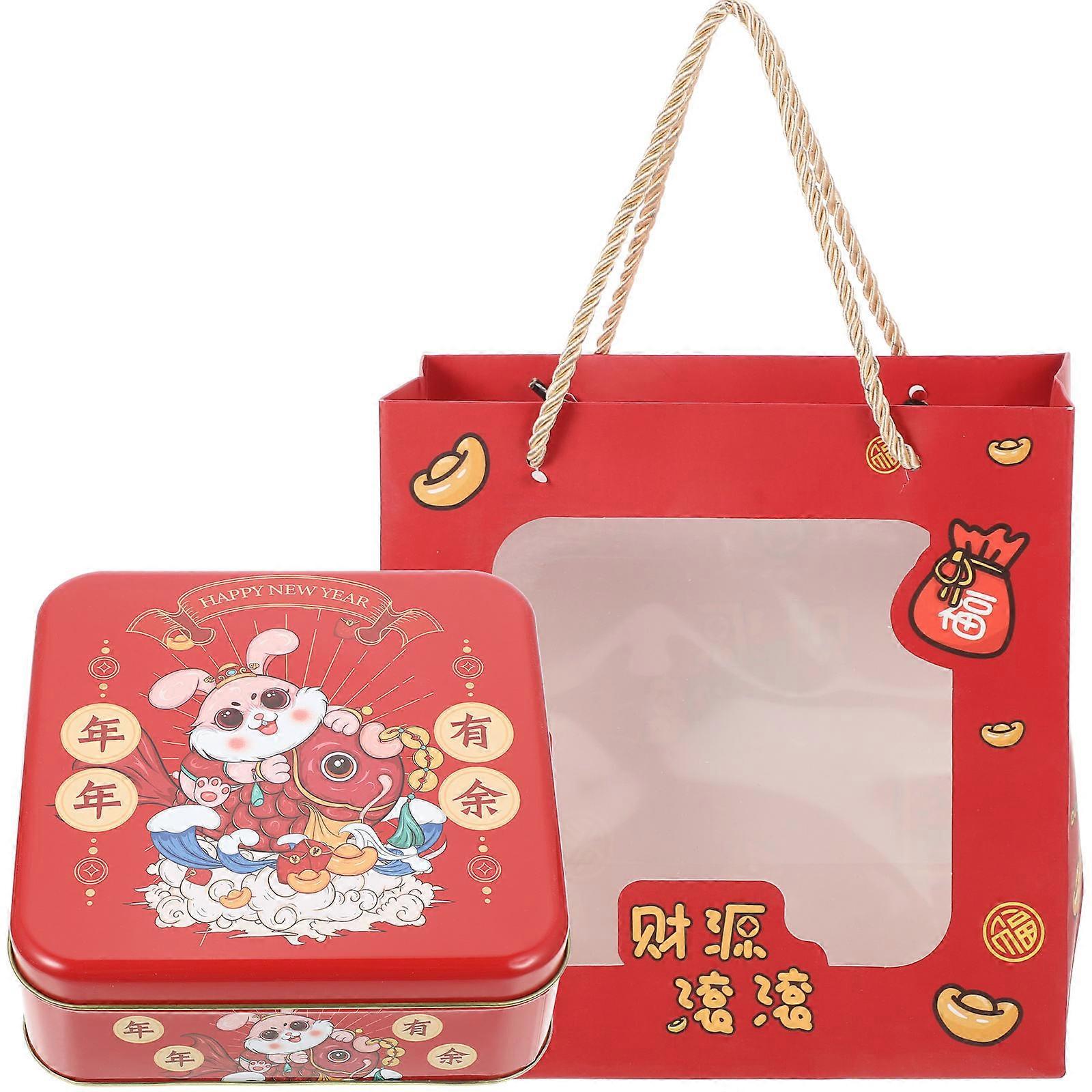 New Year Gift Wrapping Box Candy Box for Home 2Sets Portable Storage