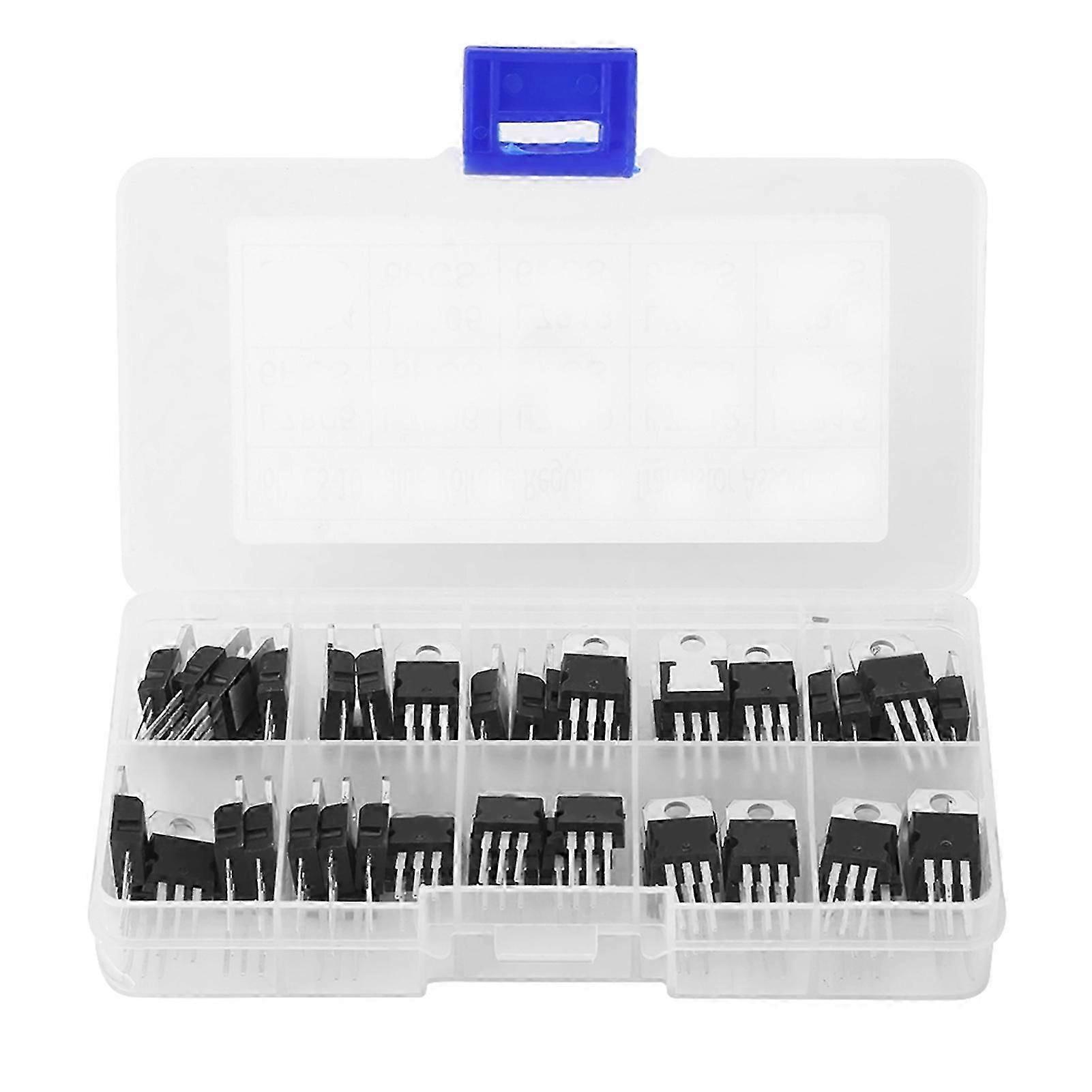 60pcs 10 Values L7805CV LM317t Transistor Assortment Kit Set With Storage Box