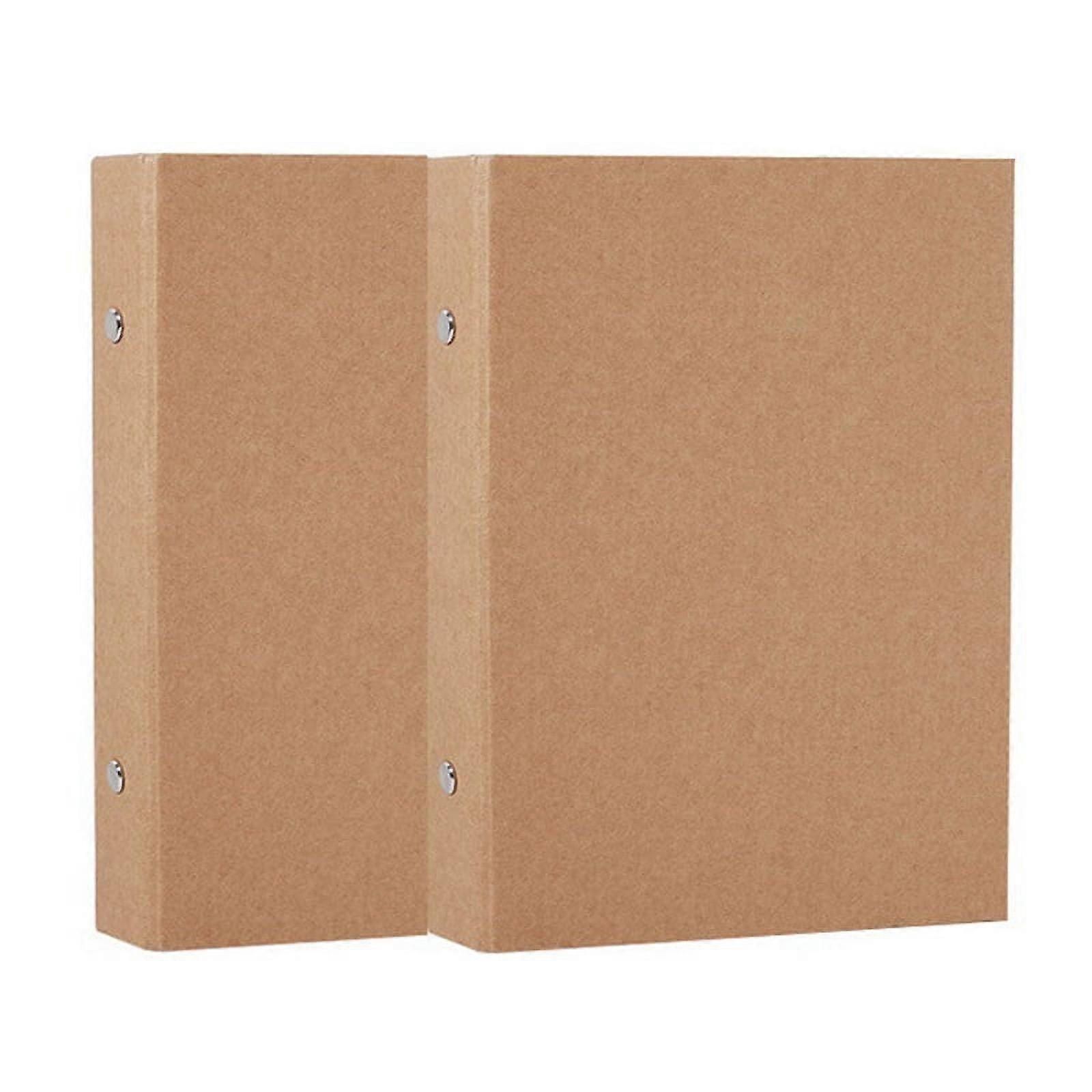 2Pcs A4 Kraft Paper Folders Refillable Ring Binder,A4 Kraft Paper Binder Tray with 2 Rings to Add Loose Sheets