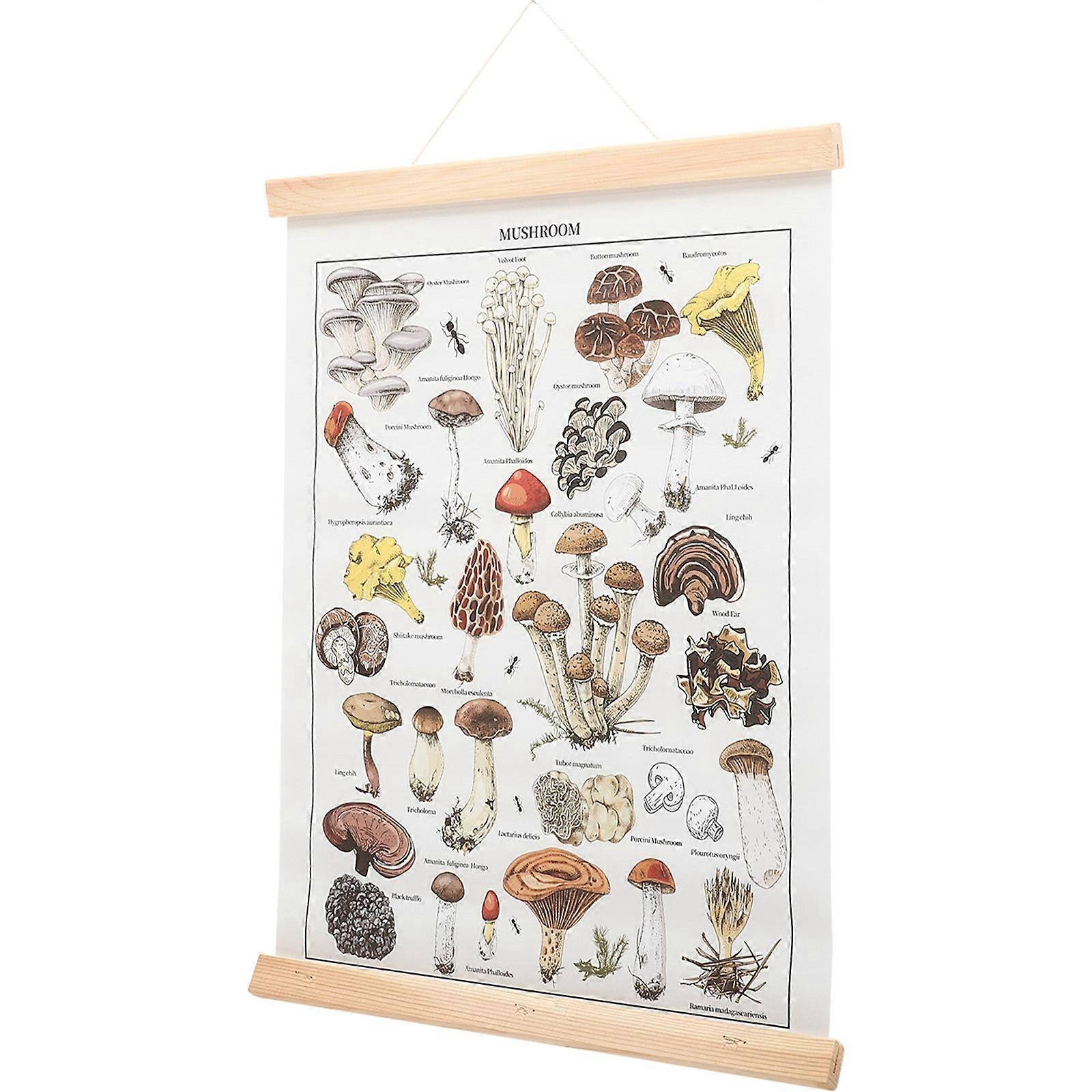 Simple Mushroom Decorative Poster Modern Nordic Style Various Mushroom Shapes Wall Art 16.1×12.2×0.4in 1Pack