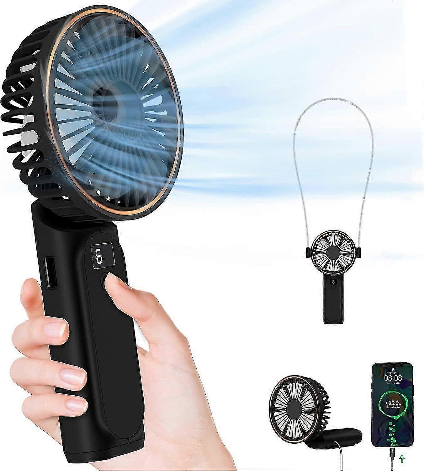 2025 Latest Model Portable Handheld Fan, 4000mAh, 180 Adjustable, 6 Speed Wind