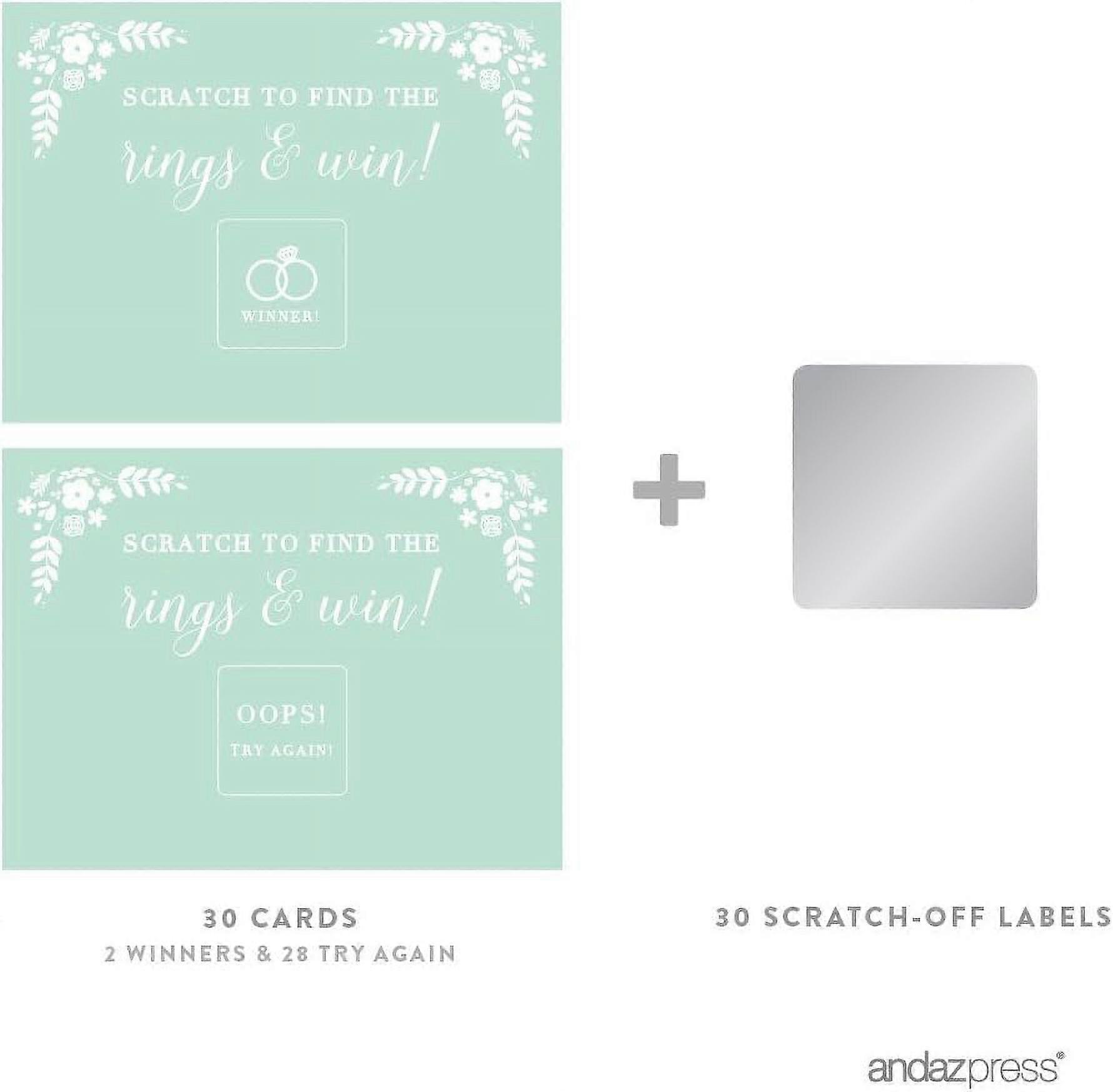 Mint Green Wedding Collection, Bridal Shower Game Scratch Cards, 30-Pack