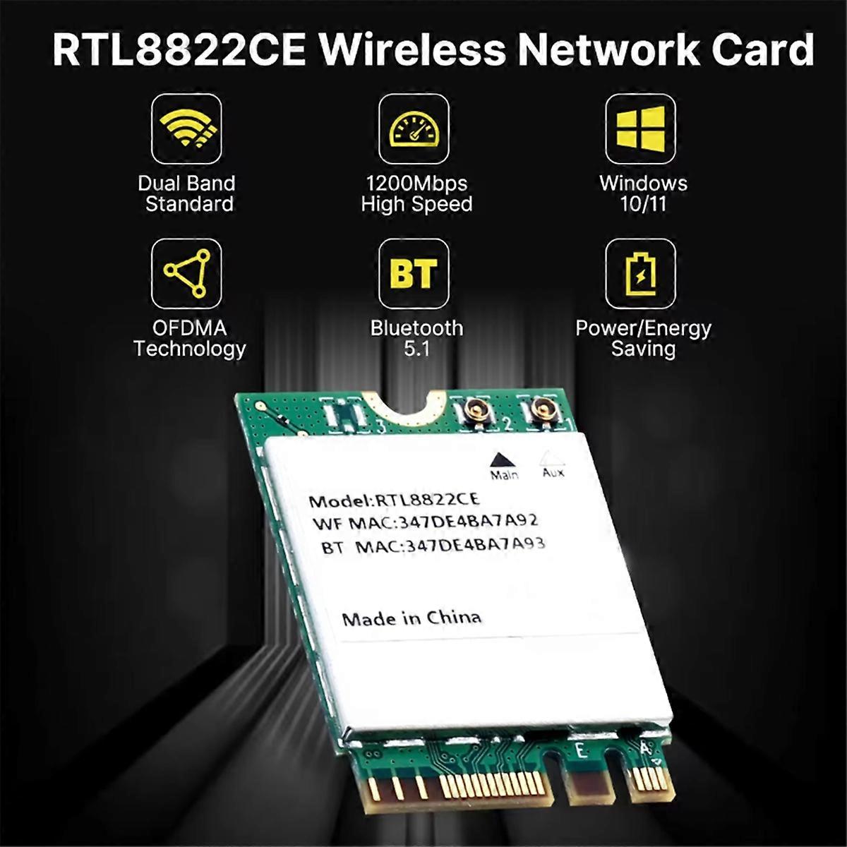 RTL8822CE WiFi Card 1200Mbps Dual Band with 8DBI Antennas