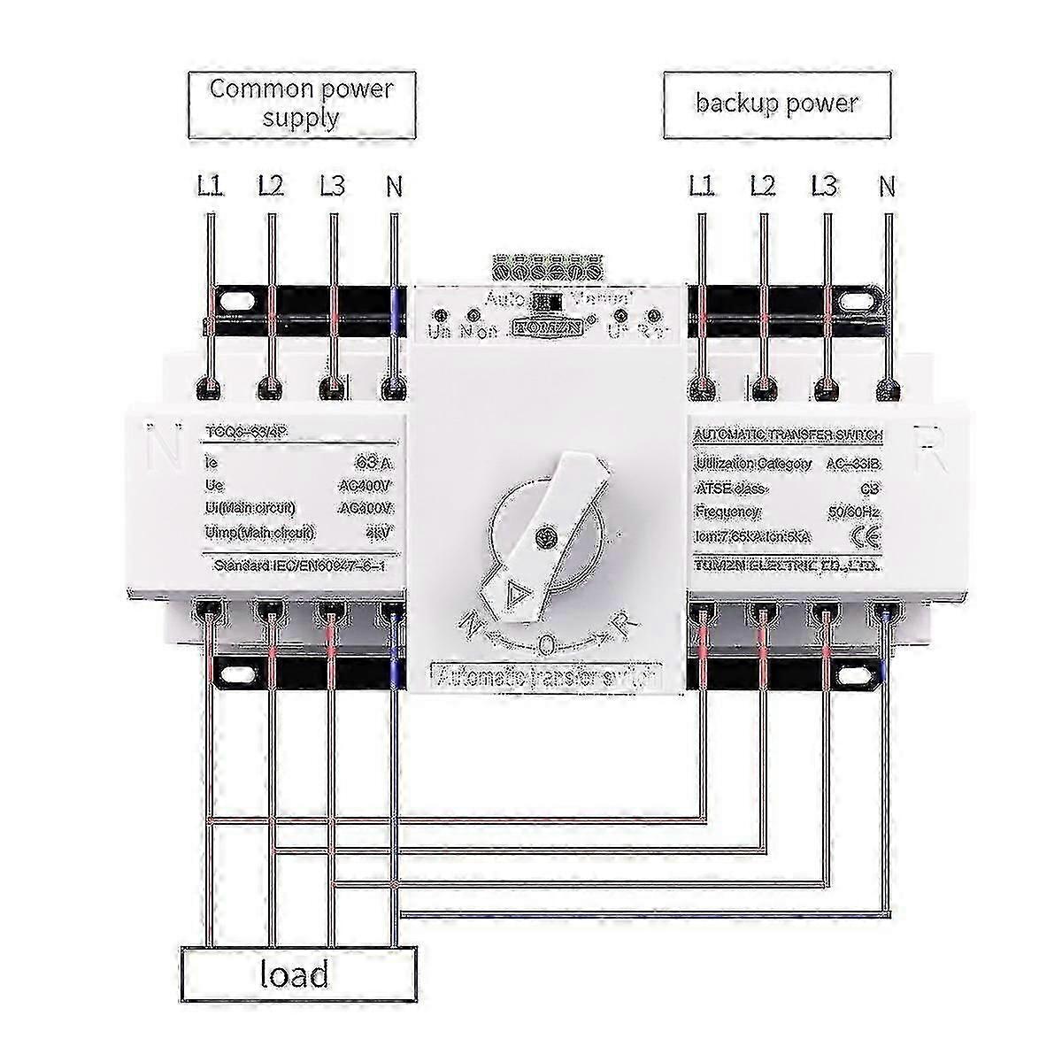 4p 63a Mcb Type Dual Power Automatic Transfer Switch Ats Hk